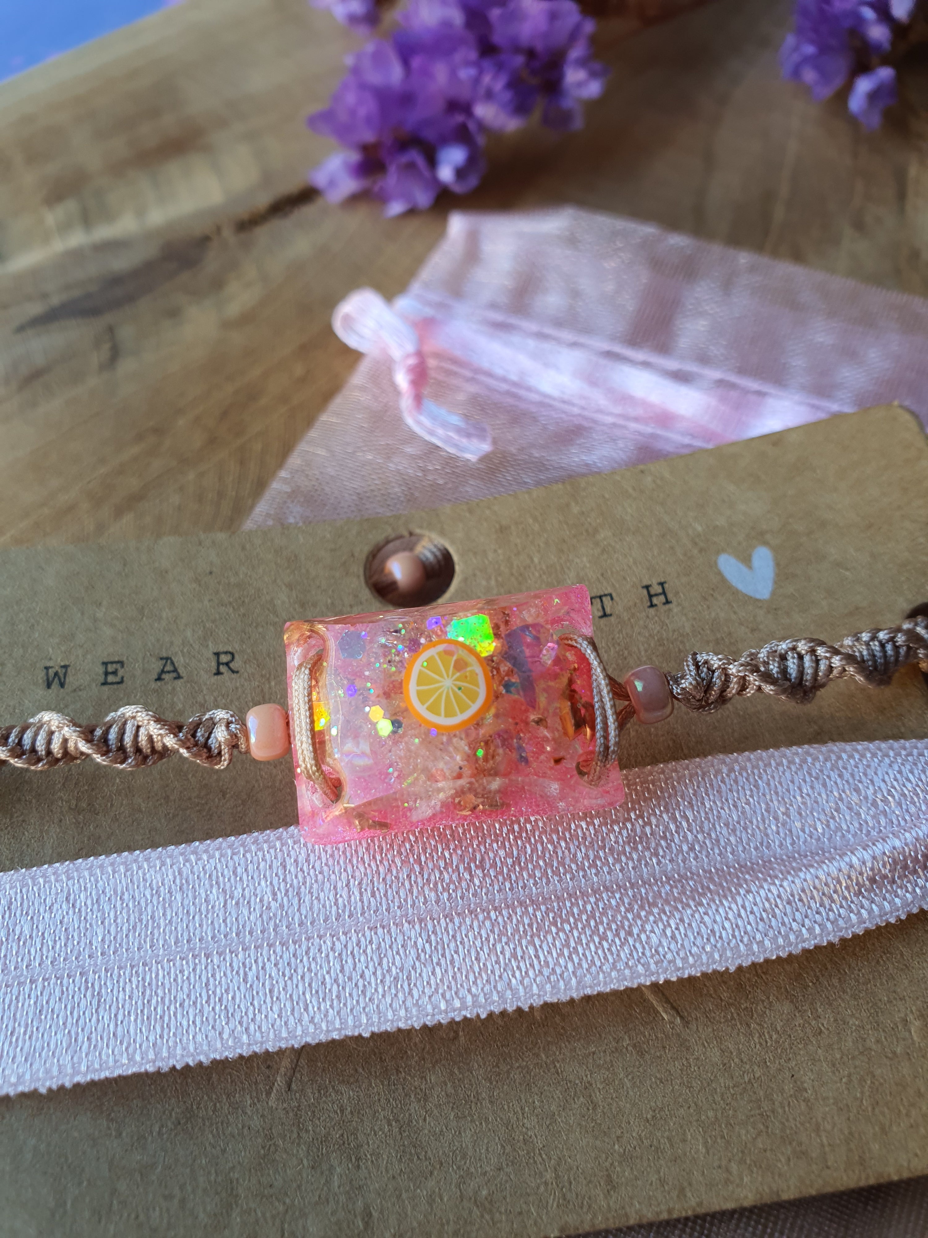 Orgonite Armband voor kind Citrien met Bergkristal (nr 3014)