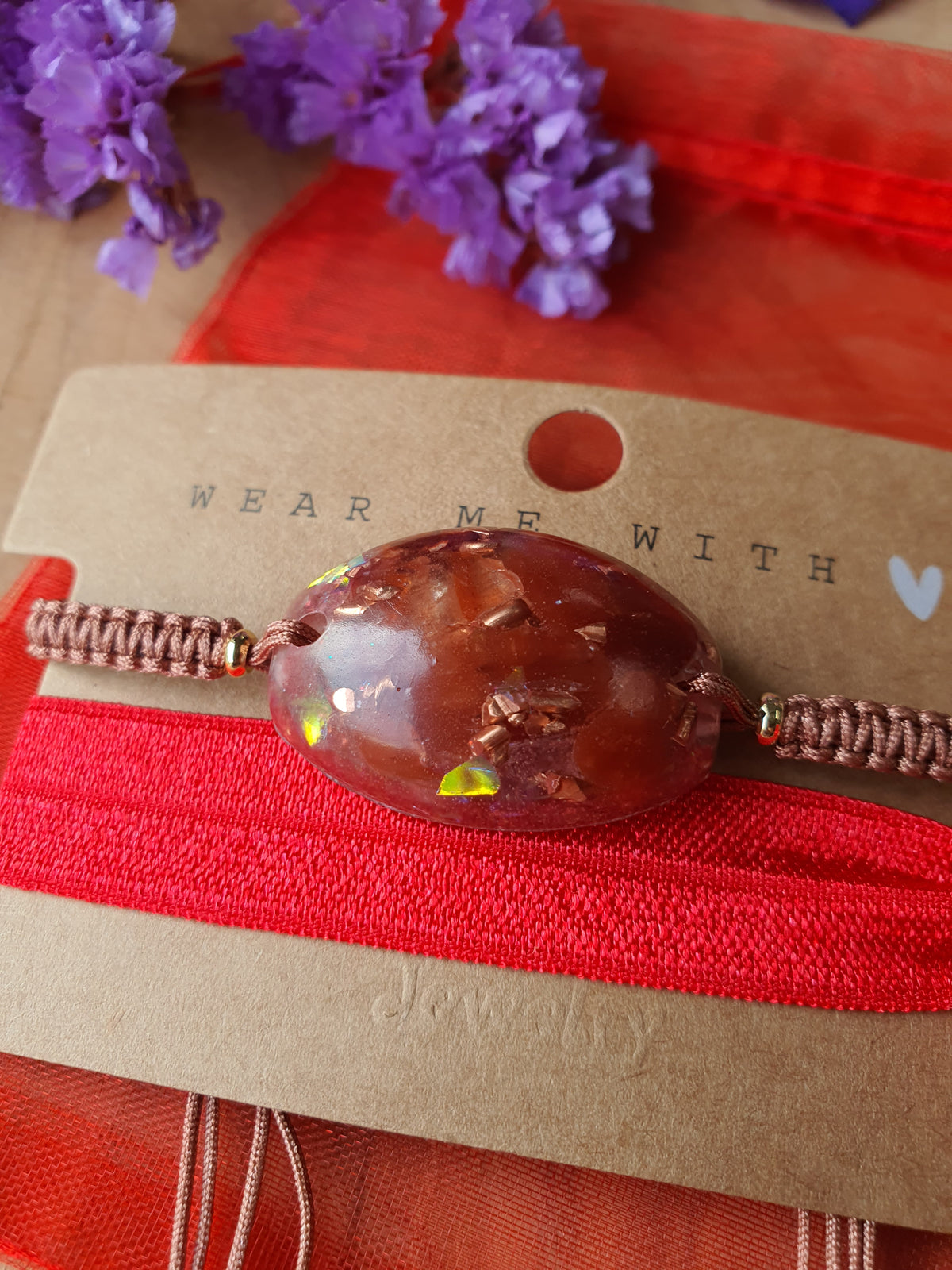 Orgonite Armband Rode Jaspis en Bergkristal (nr 115)