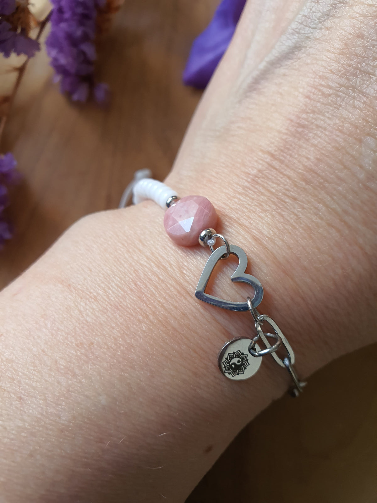 Rhodoniet edelsteen armband. Perfect voor Valentijnsdag / Moederdag!
