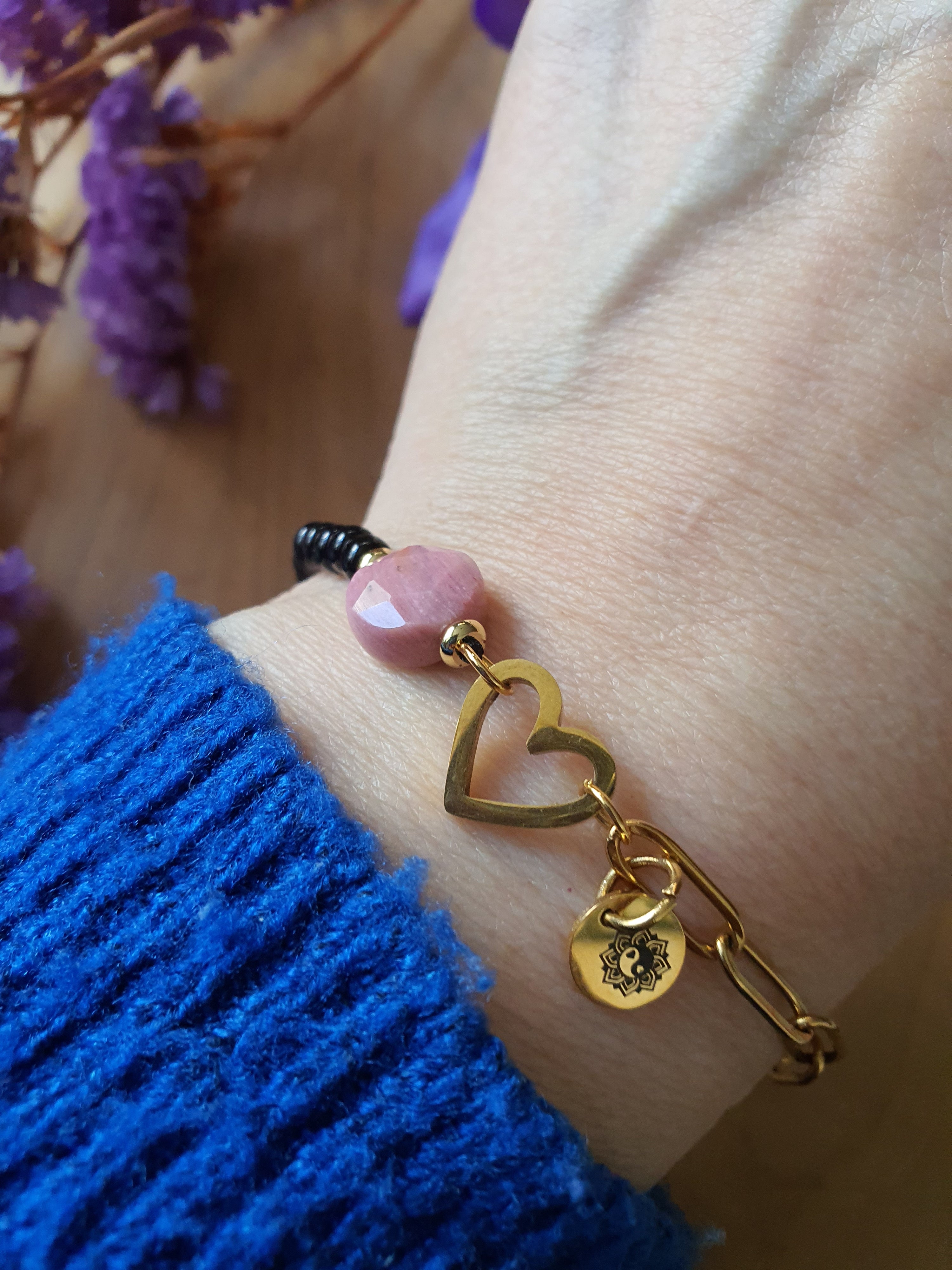 Rhodoniet edelsteen armband. Perfect voor Valentijnsdag / Moederdag!