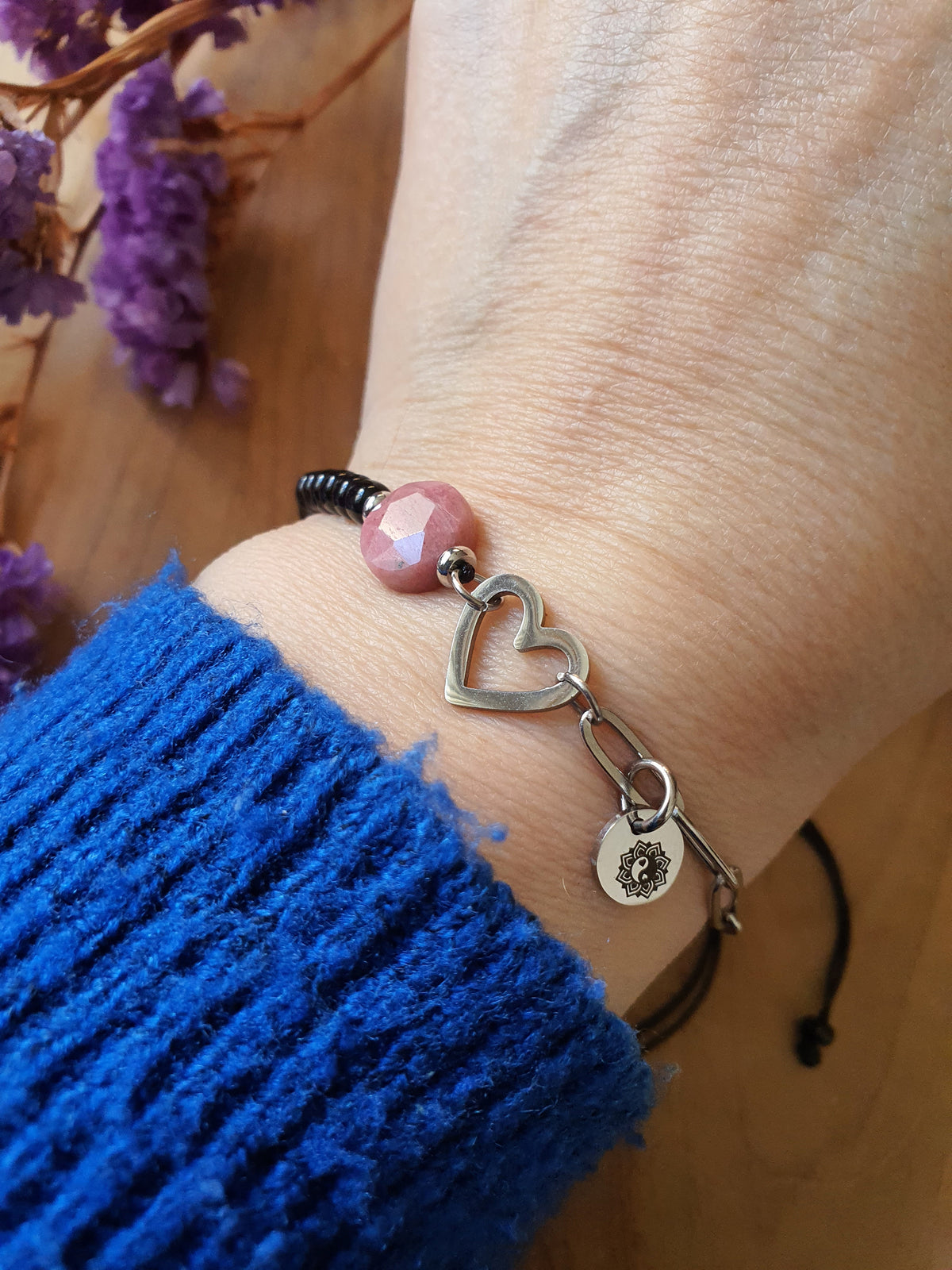 Rhodoniet edelsteen armband. Perfect voor Valentijnsdag / Moederdag!