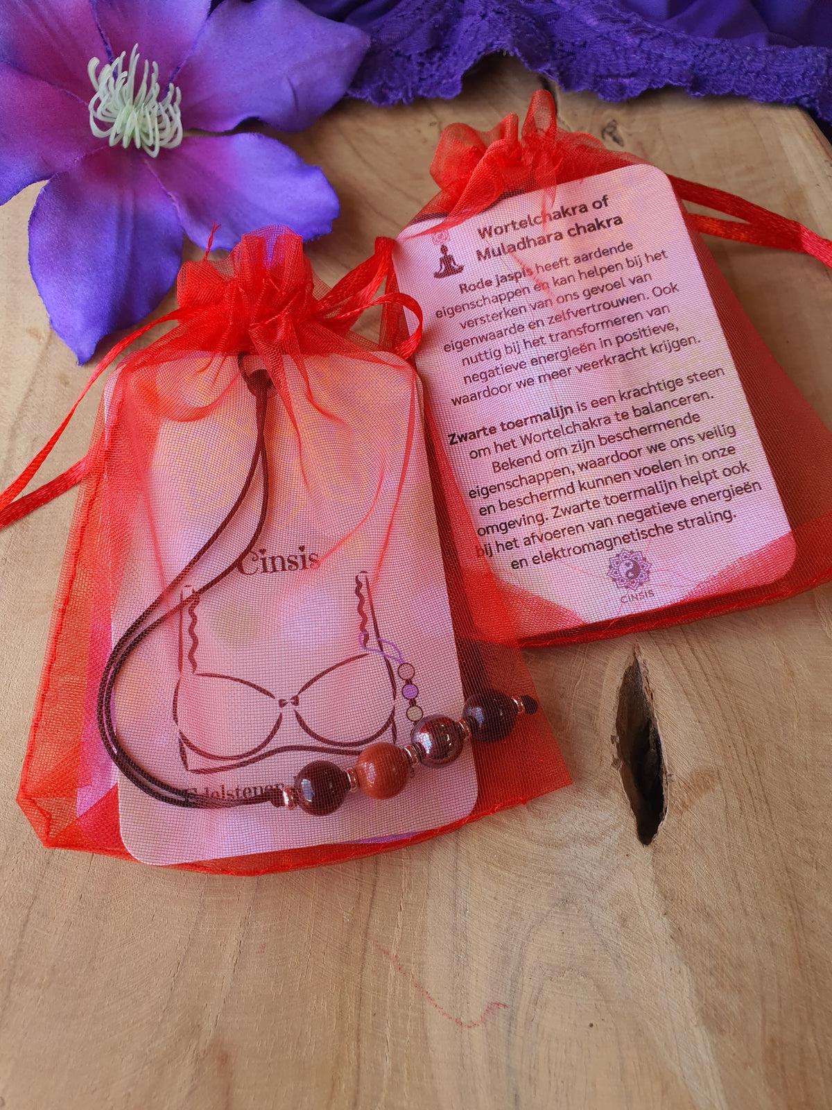 Edelstenen BH Hangertje Wortelchakra (basis) of Muladhara chakra