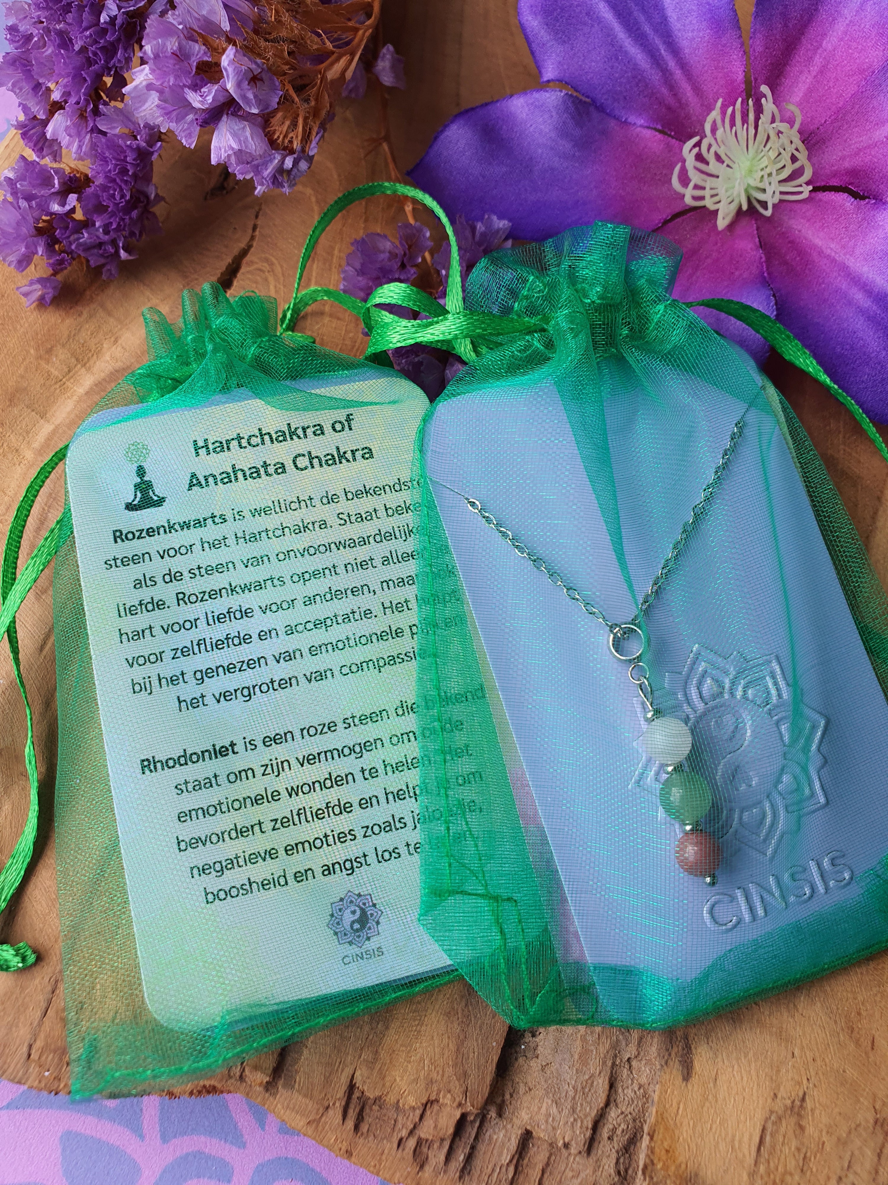Edelstenen Hartchakra Hanger met RVS ketting