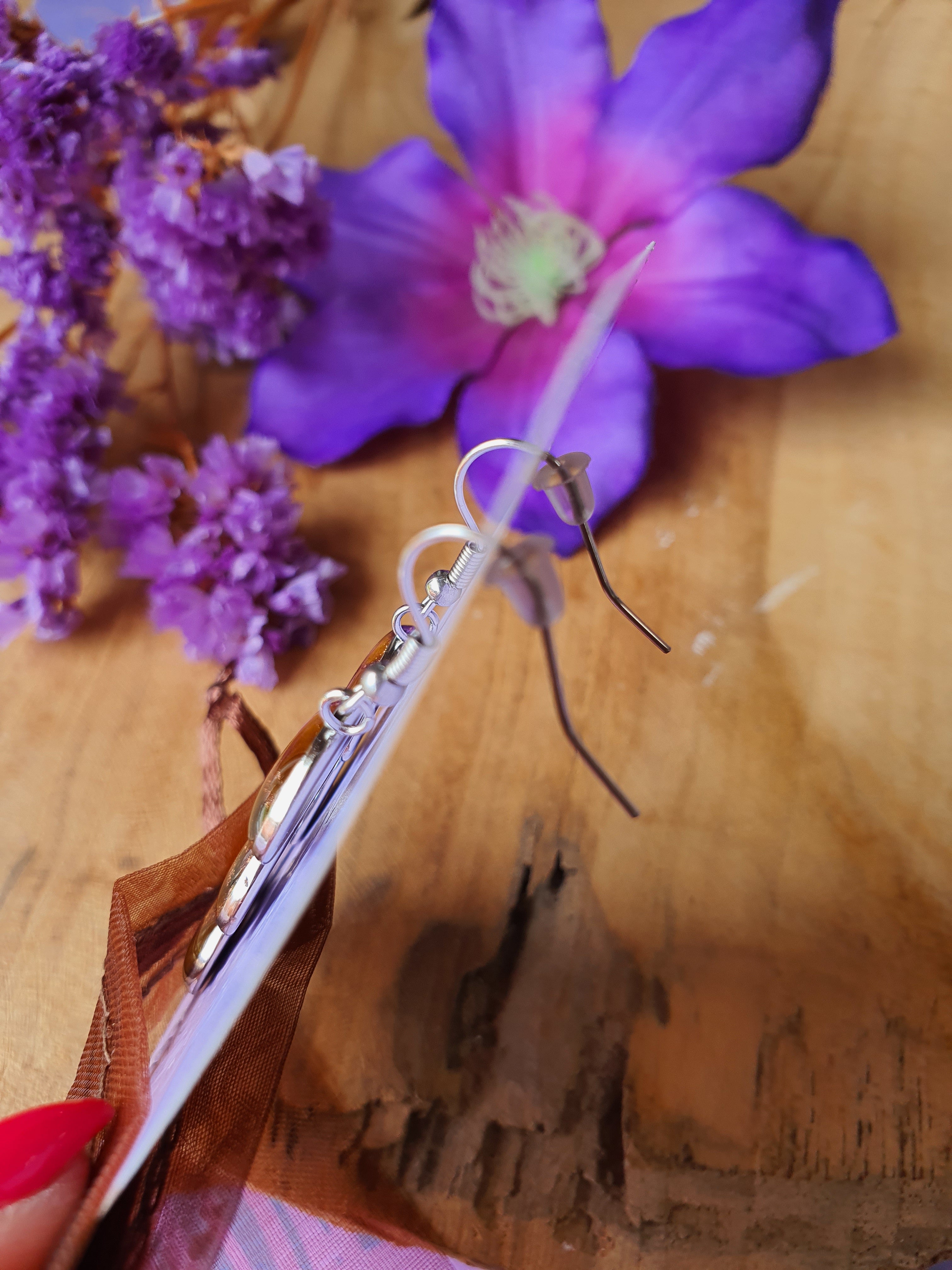 Orgonite Oorbellen Tijgeroog met RVS zilver