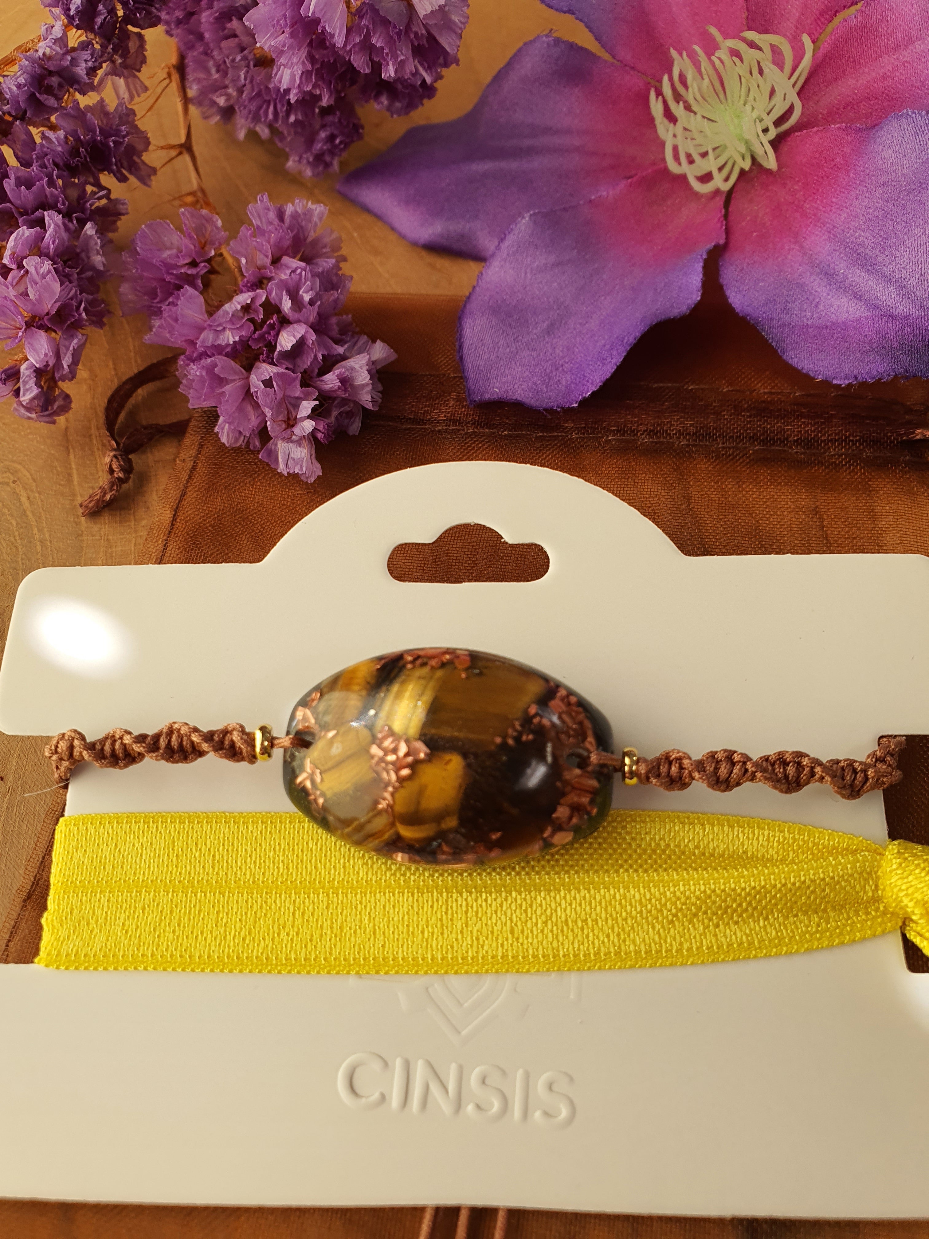 Orgonite Armband Tijgeroog met Bergkristal (nr 122)