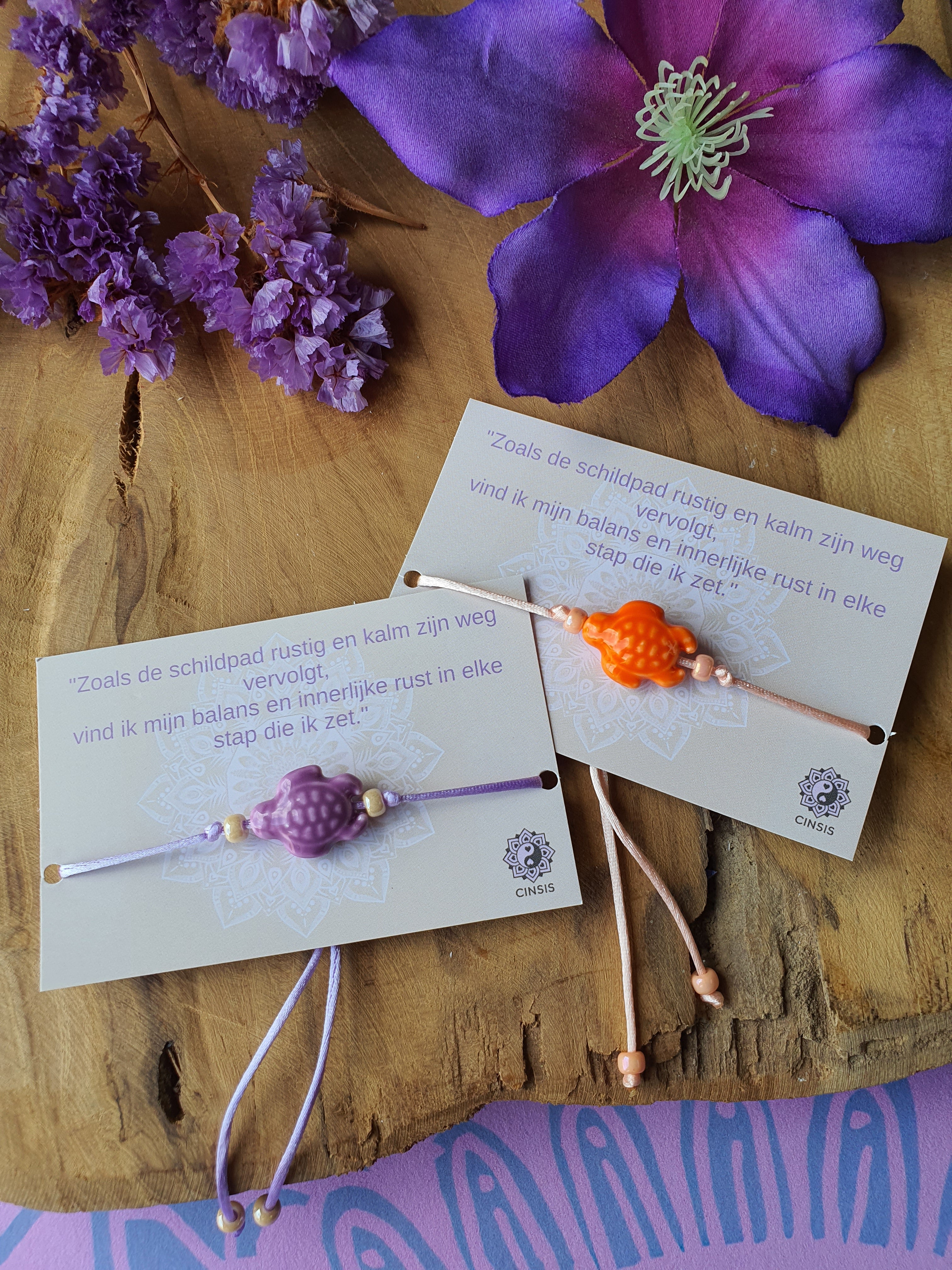 Schildpad armbandje met inspirerende boodschap
