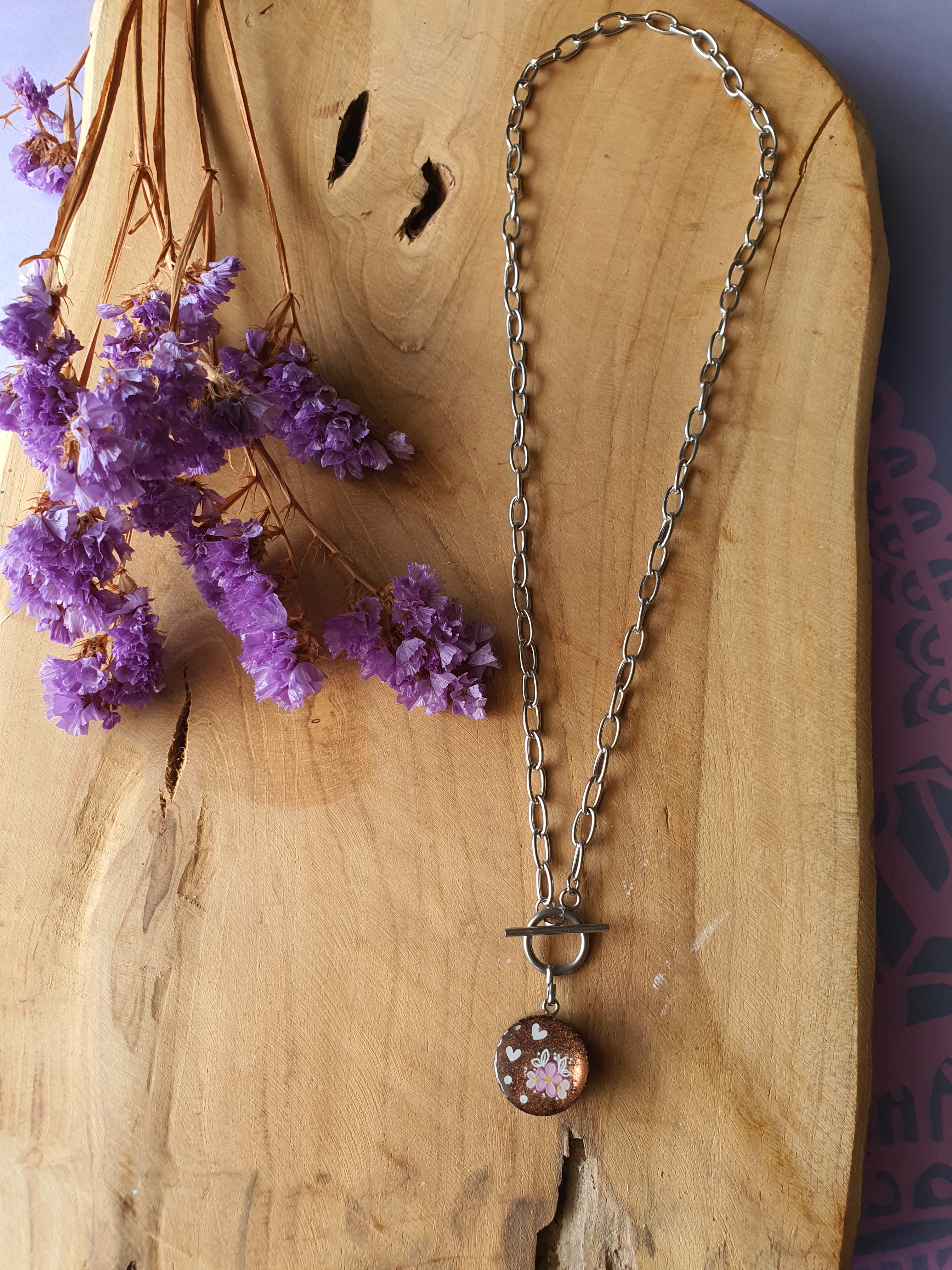 Cinsis Orgonite mix: orgonite Hanger 2 in 1 + RVS Zilver ketting nr 3014