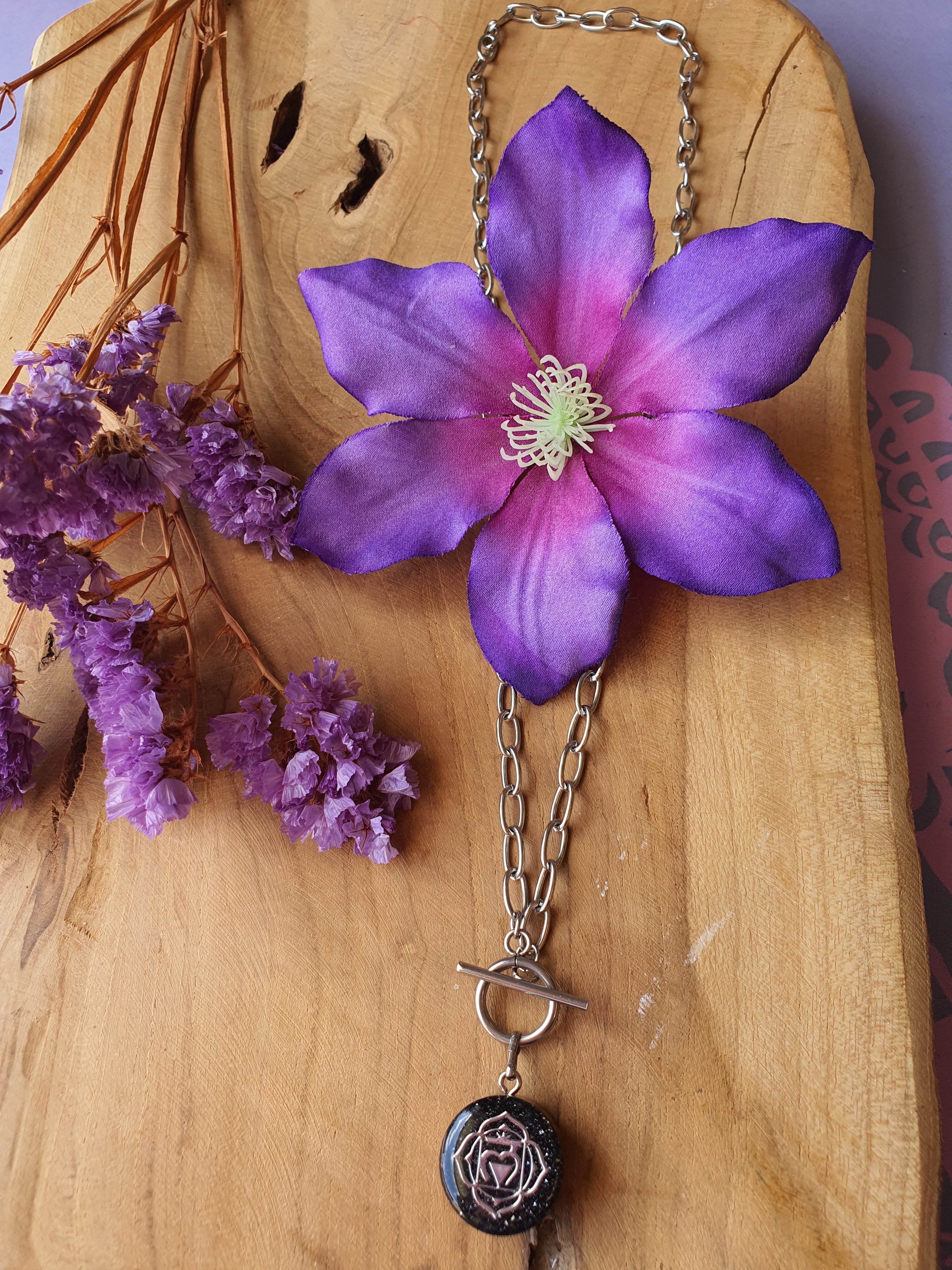 Cinsis Orgonite mix: orgonite Hanger 2 in 1 + RVS Zilver ketting nr 3008