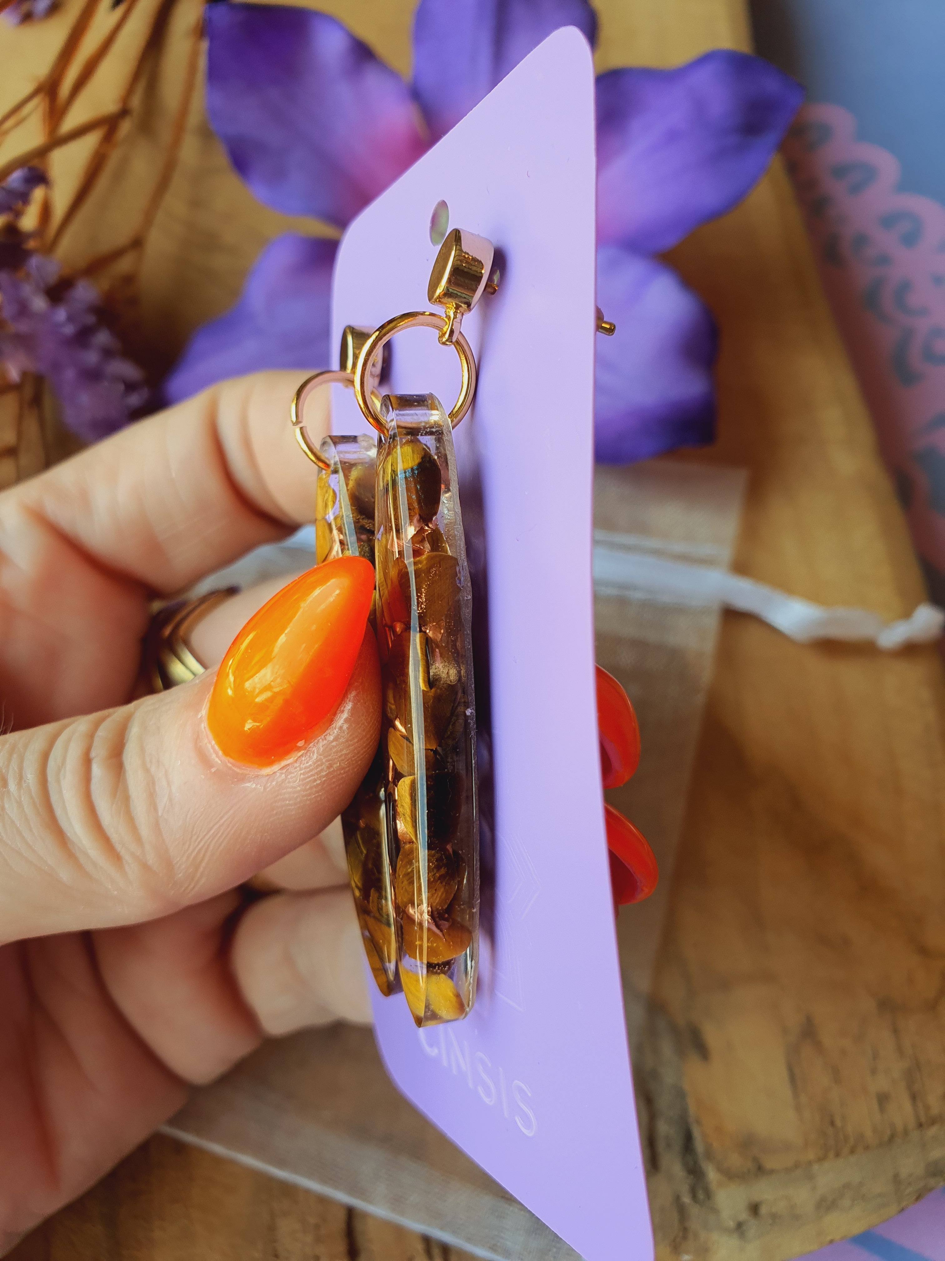 Orgonite Oorbellen Tijgeroog (nr 15)