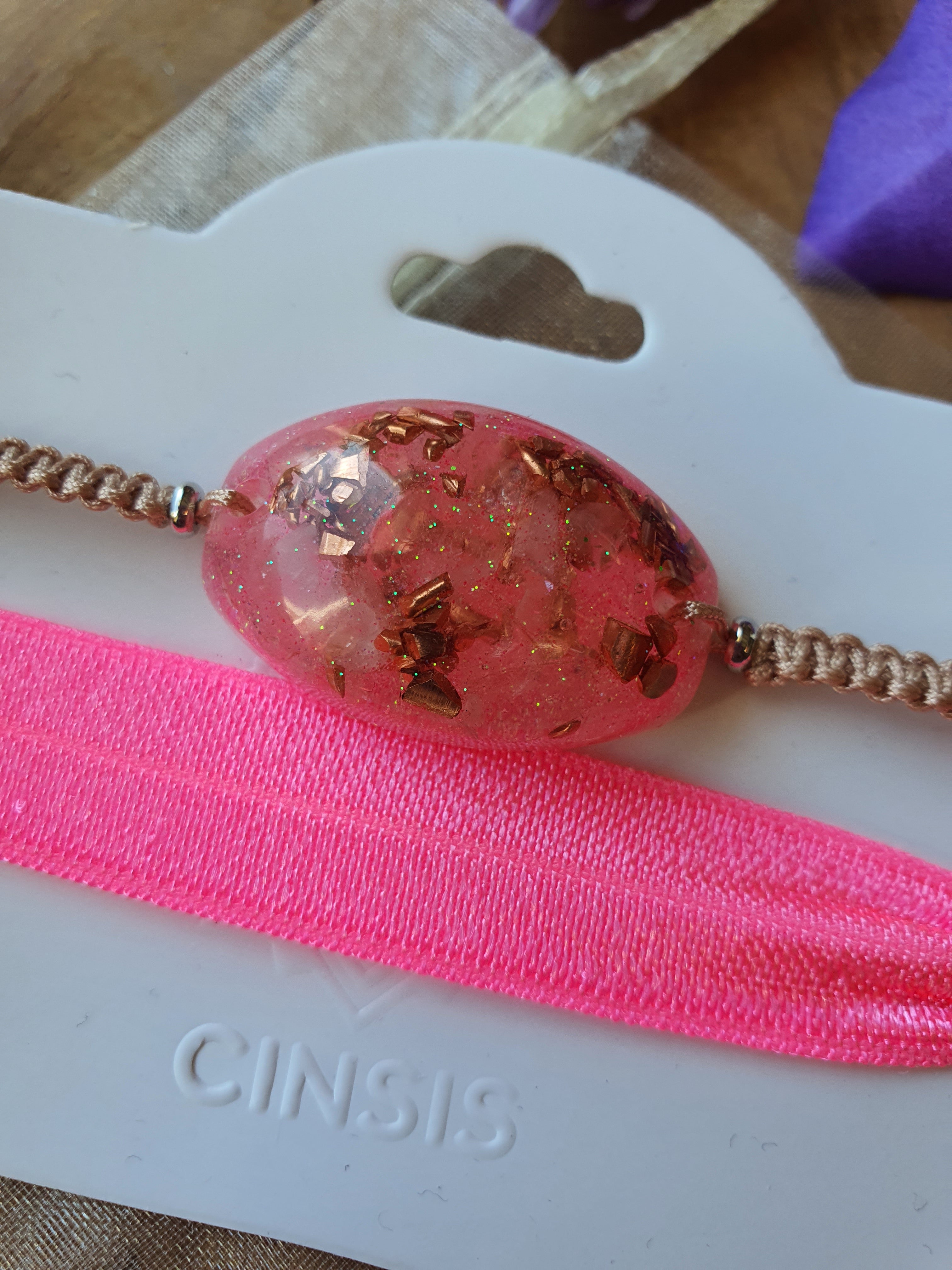 Orgonite Armband Rozenkwarts met Bergkristal ( nr 123)