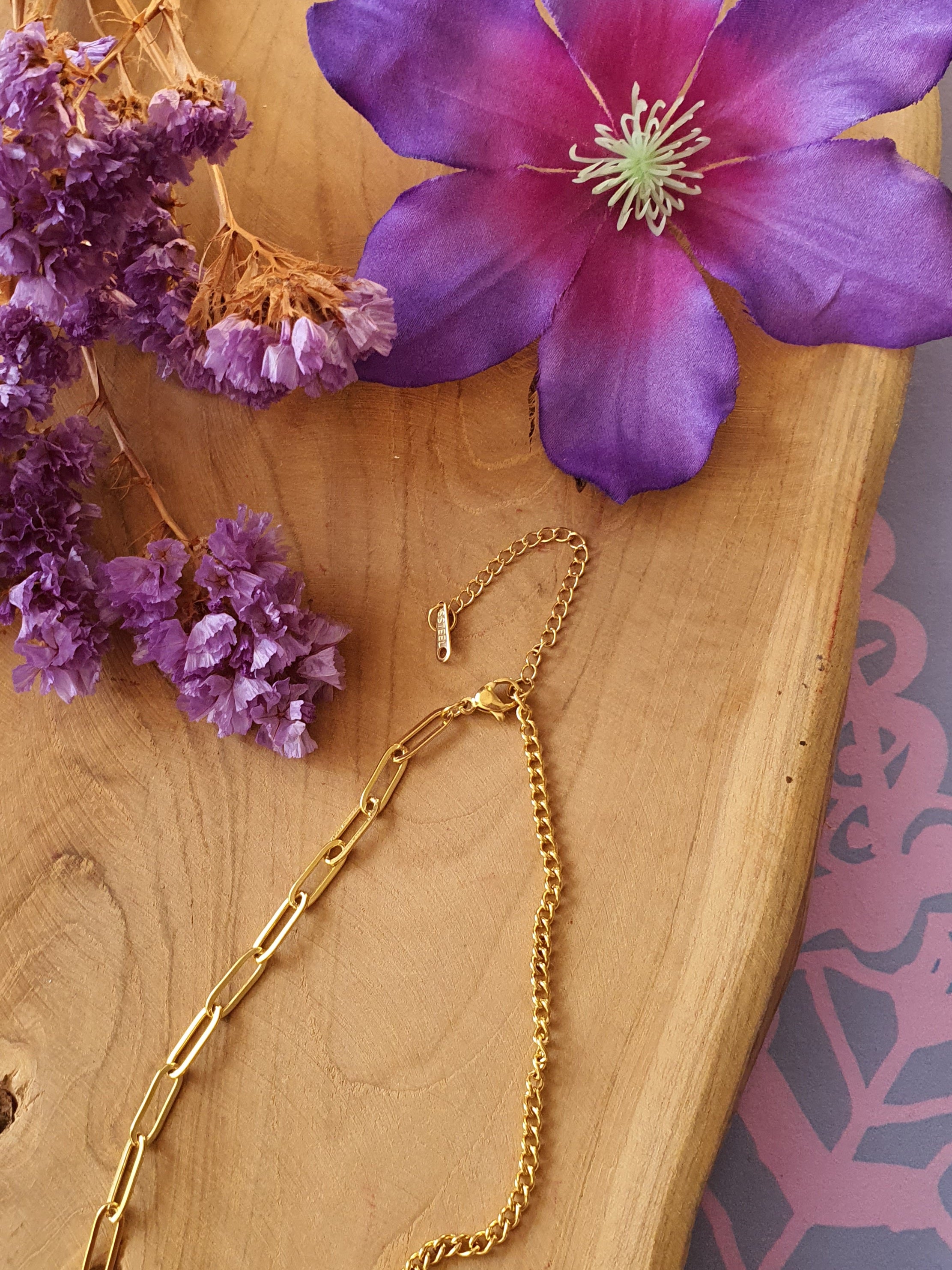 Metatron kubus hanger klein + ketting RVS goud