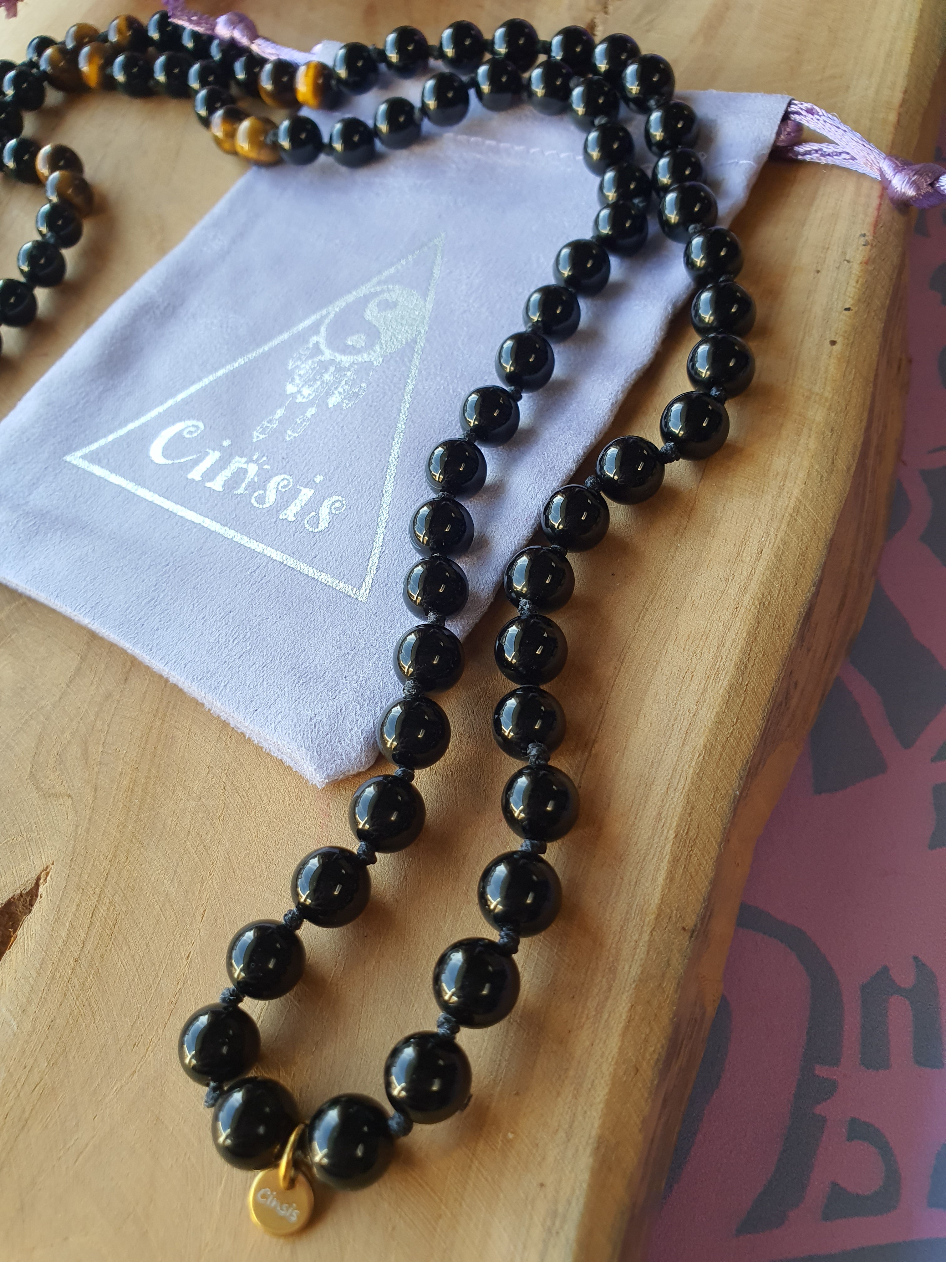 Edelstenen Mala Onyx met Tijgeroog