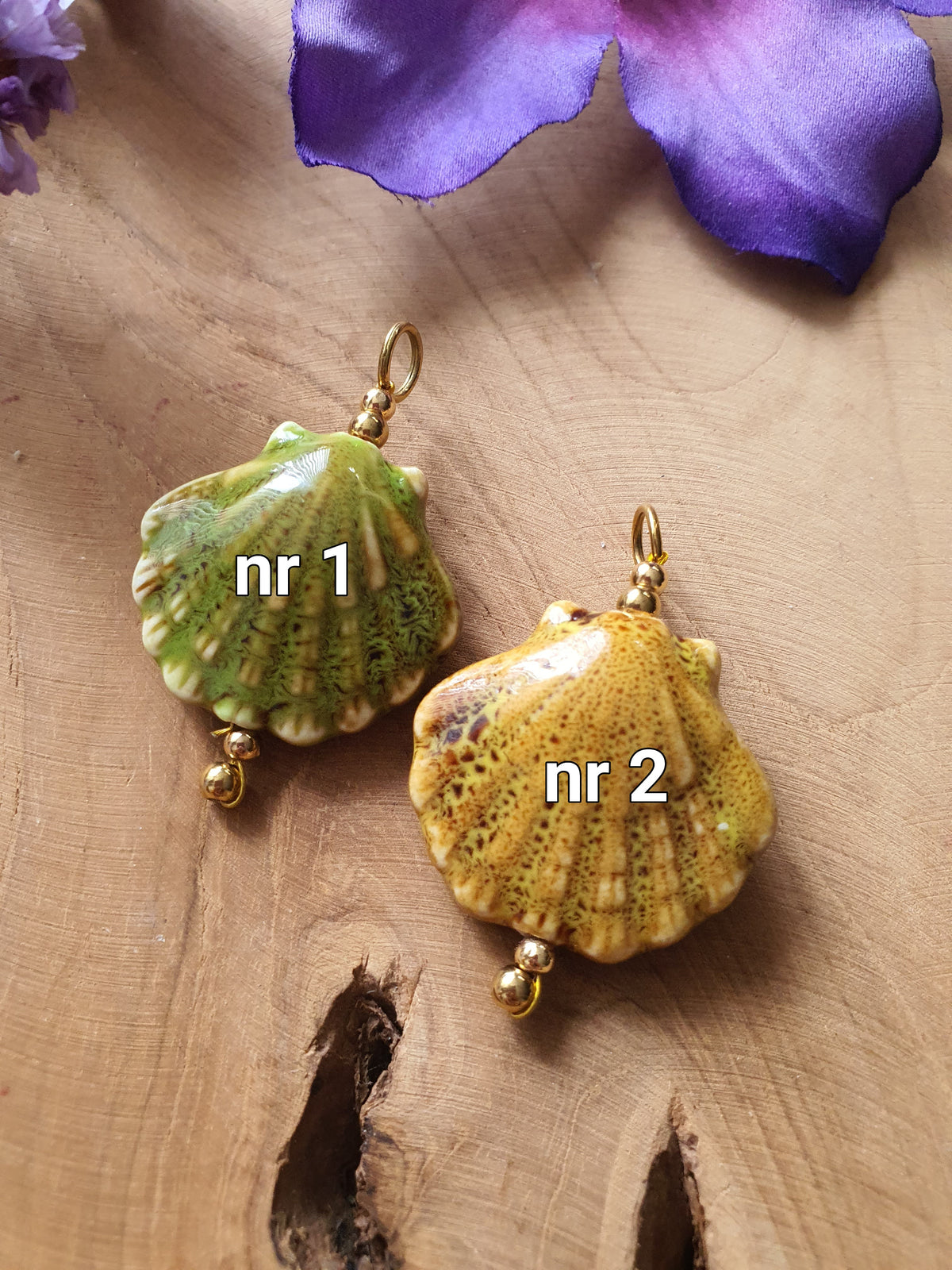 Losse hanger Schelp met RVS goud