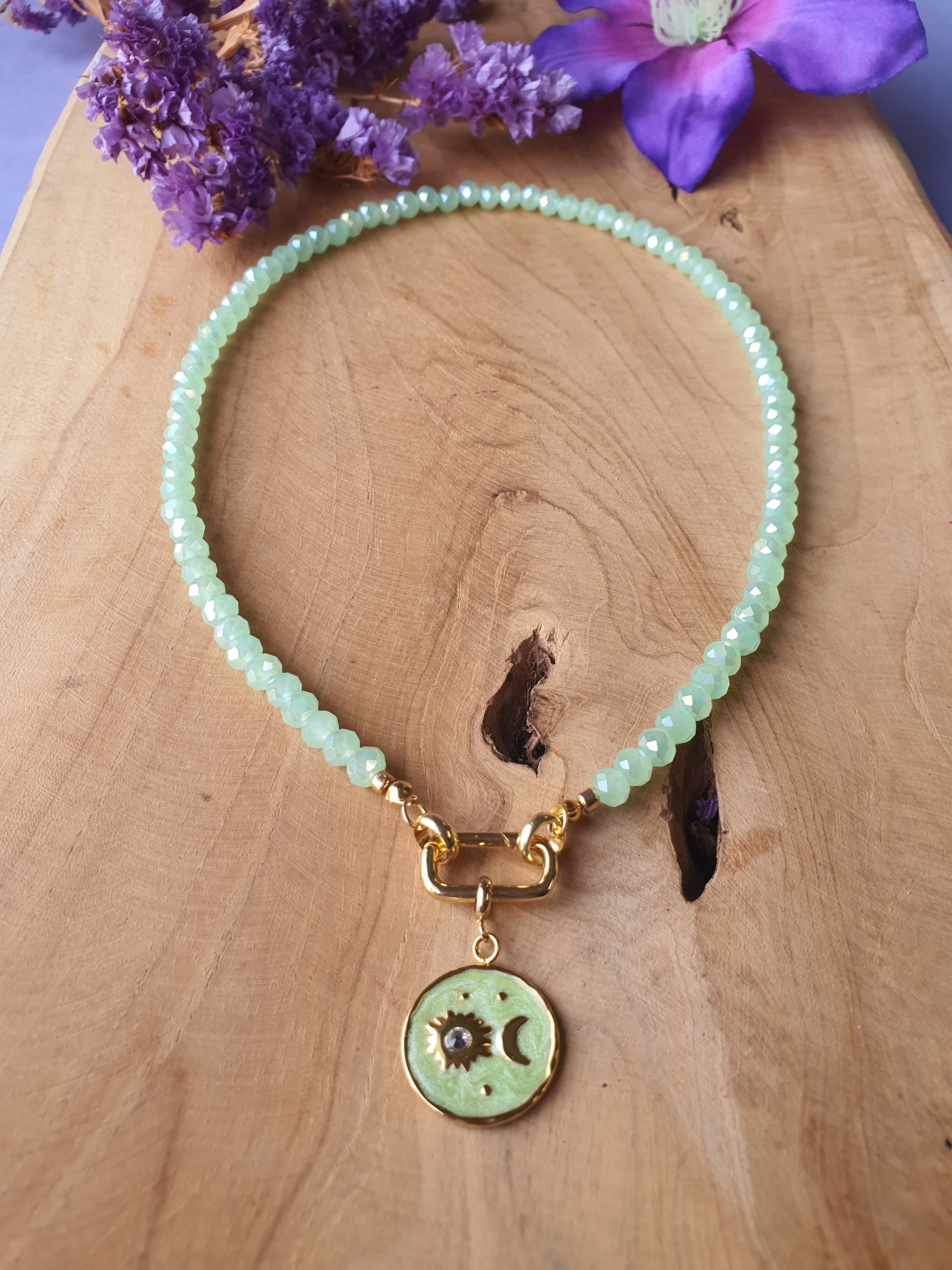 Kristal facet kralen ketting_hanger_groen.