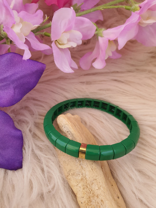 Emaille armband Groen / goud 18-18,5cm (nr 28)