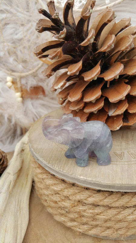 Edelsteen Regenboog Fluoriet olifant (nr 1)