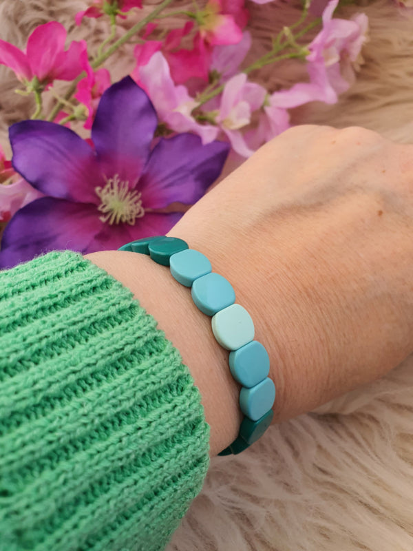 Emaille armband Opaalgroen/ Mintgroen / Goud 18-18,5cm (nr 38)