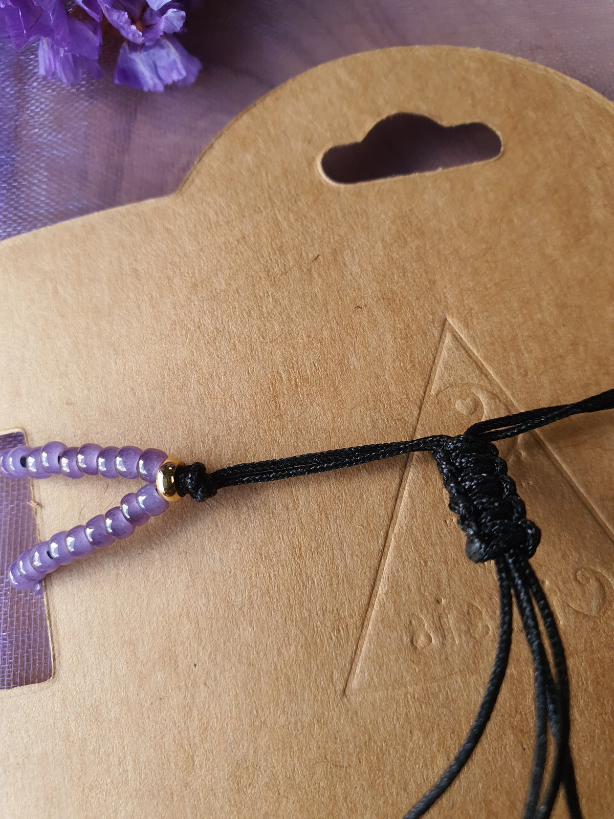 Amethist edelsteen armband handgemaakt met miyuki kralen (103) inzoom schuifknoop
