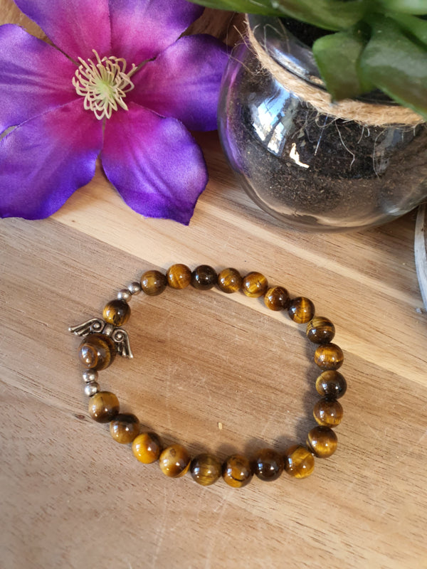 Armband Engel Tijgeroog 8mm met doosje.