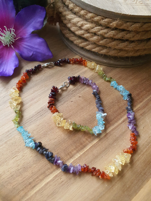 Chakra set splitarmband en collier / ketting