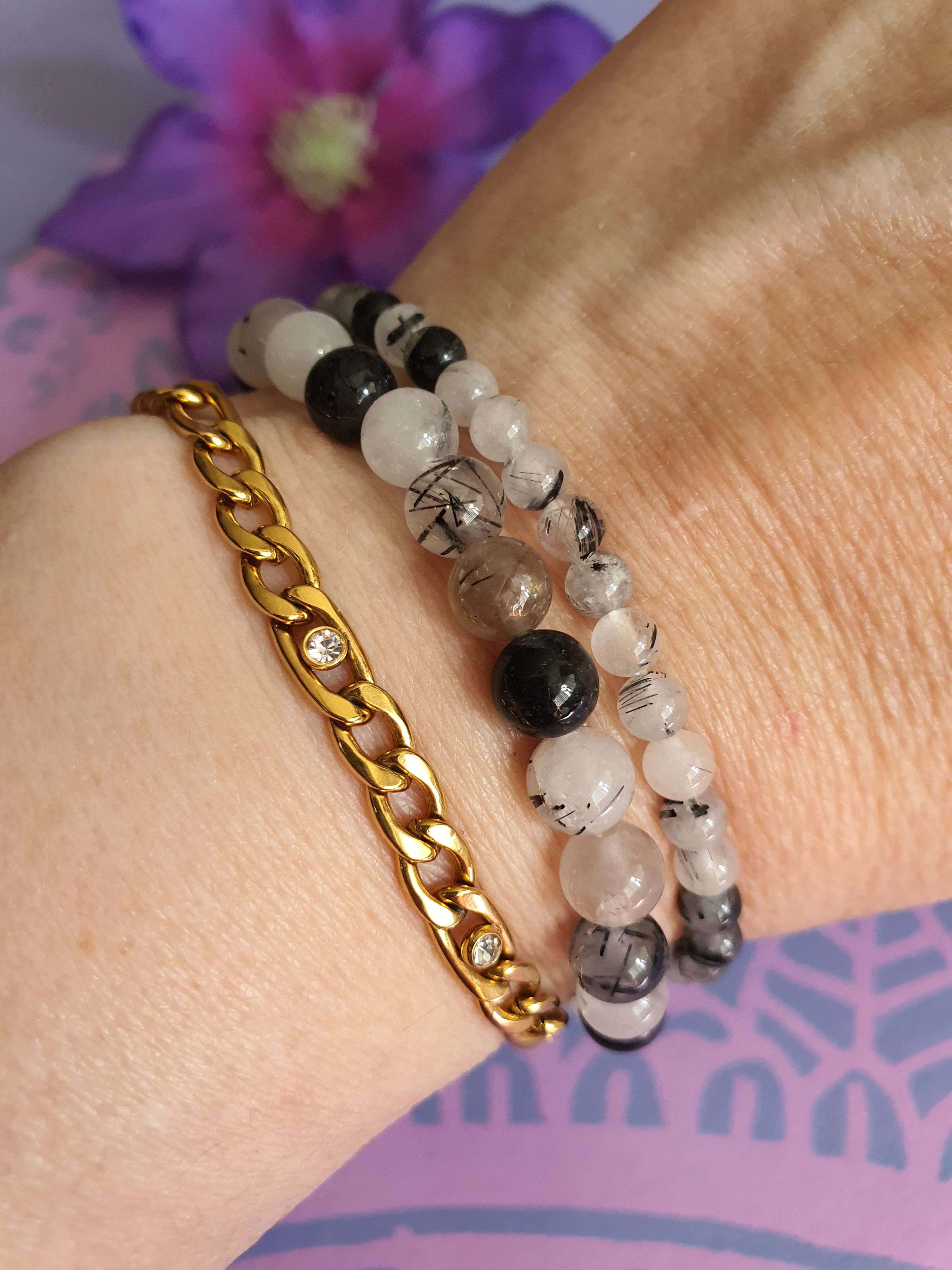 Edelsteen Armband Toermalijnkwarts 4 en 6 mm.