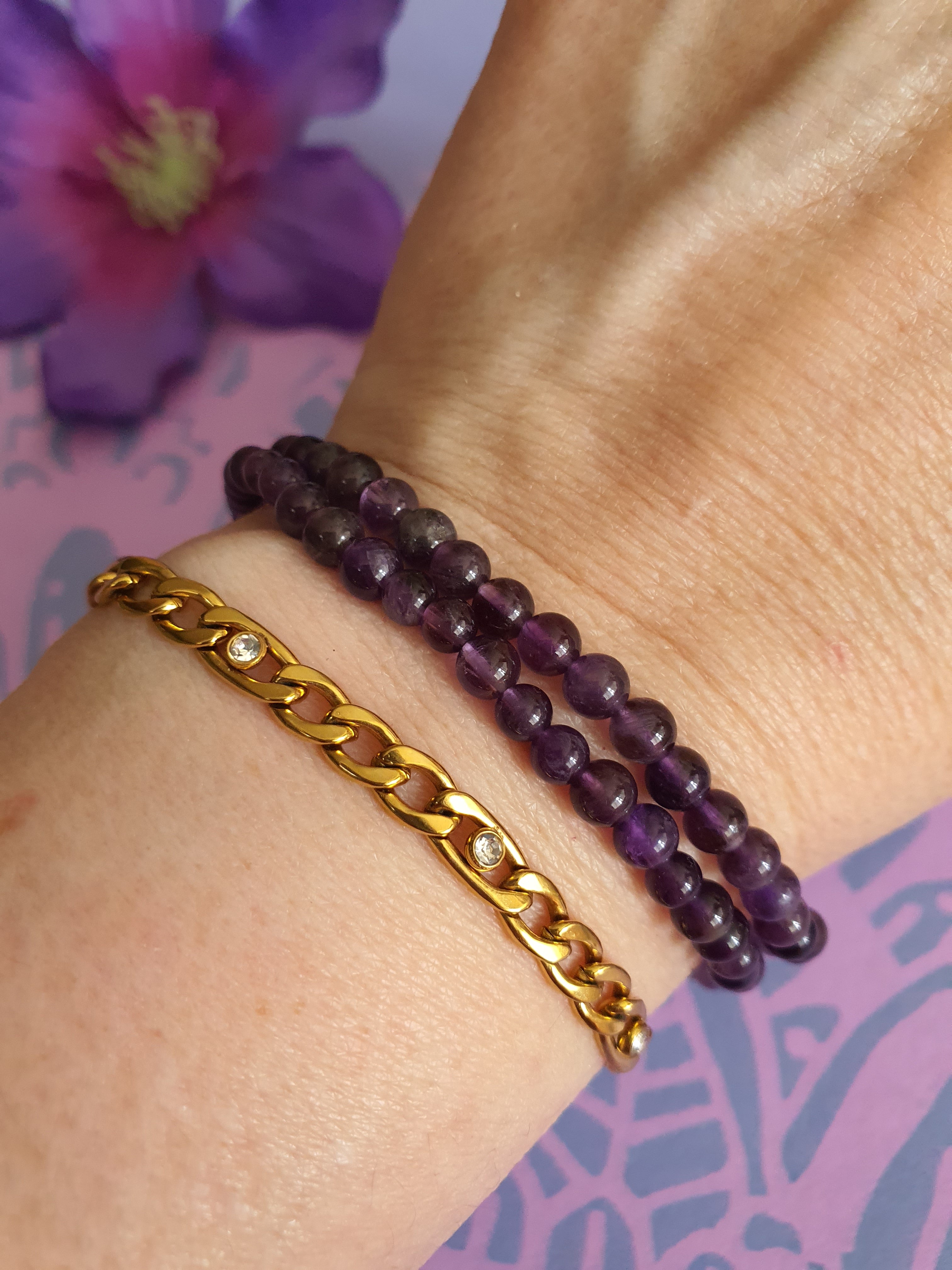 Edelsteen Kogel Armband Amethist 4 mm