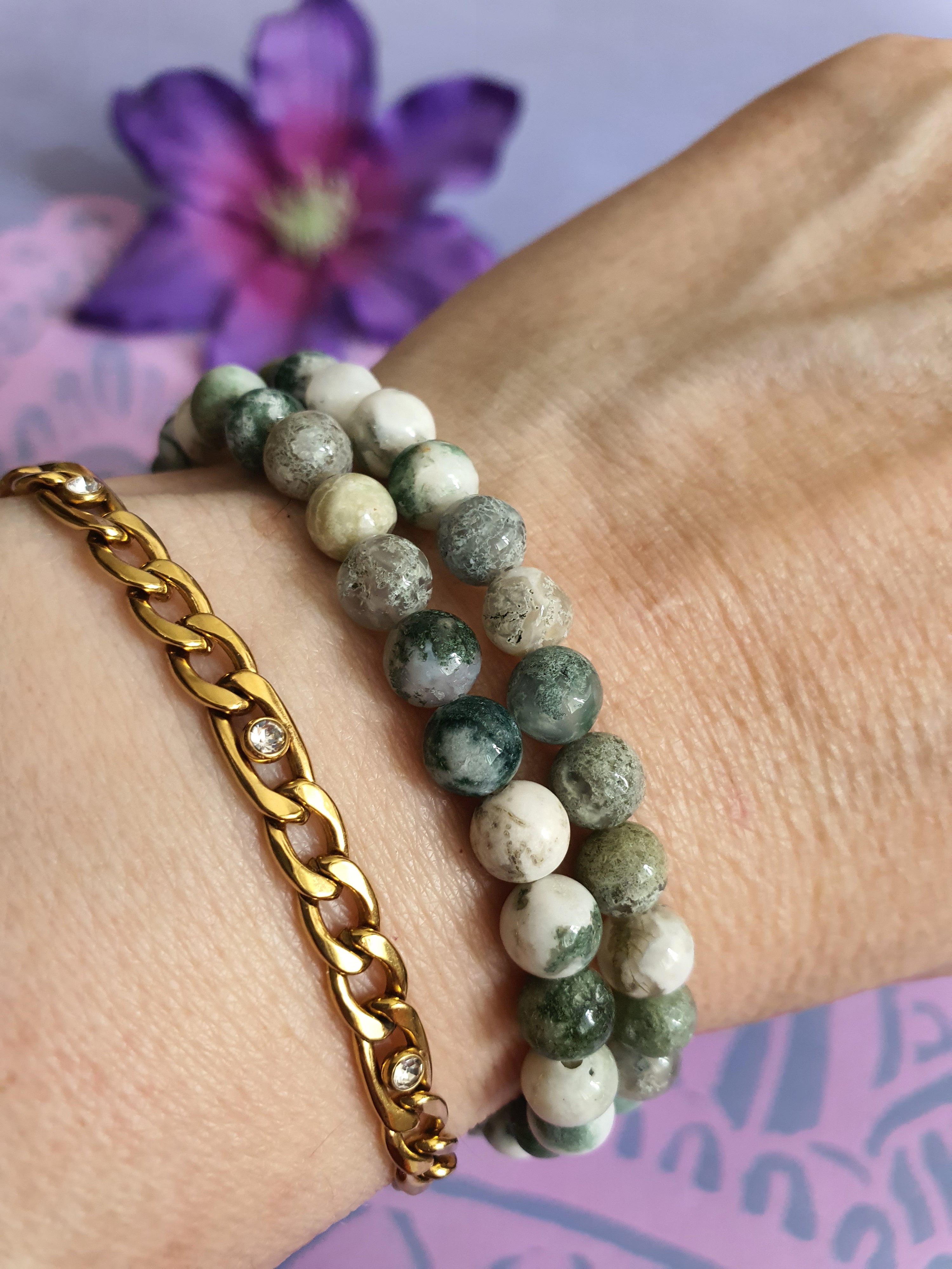 Edelsteen Kogel Armband Boom Agaat 6 mm