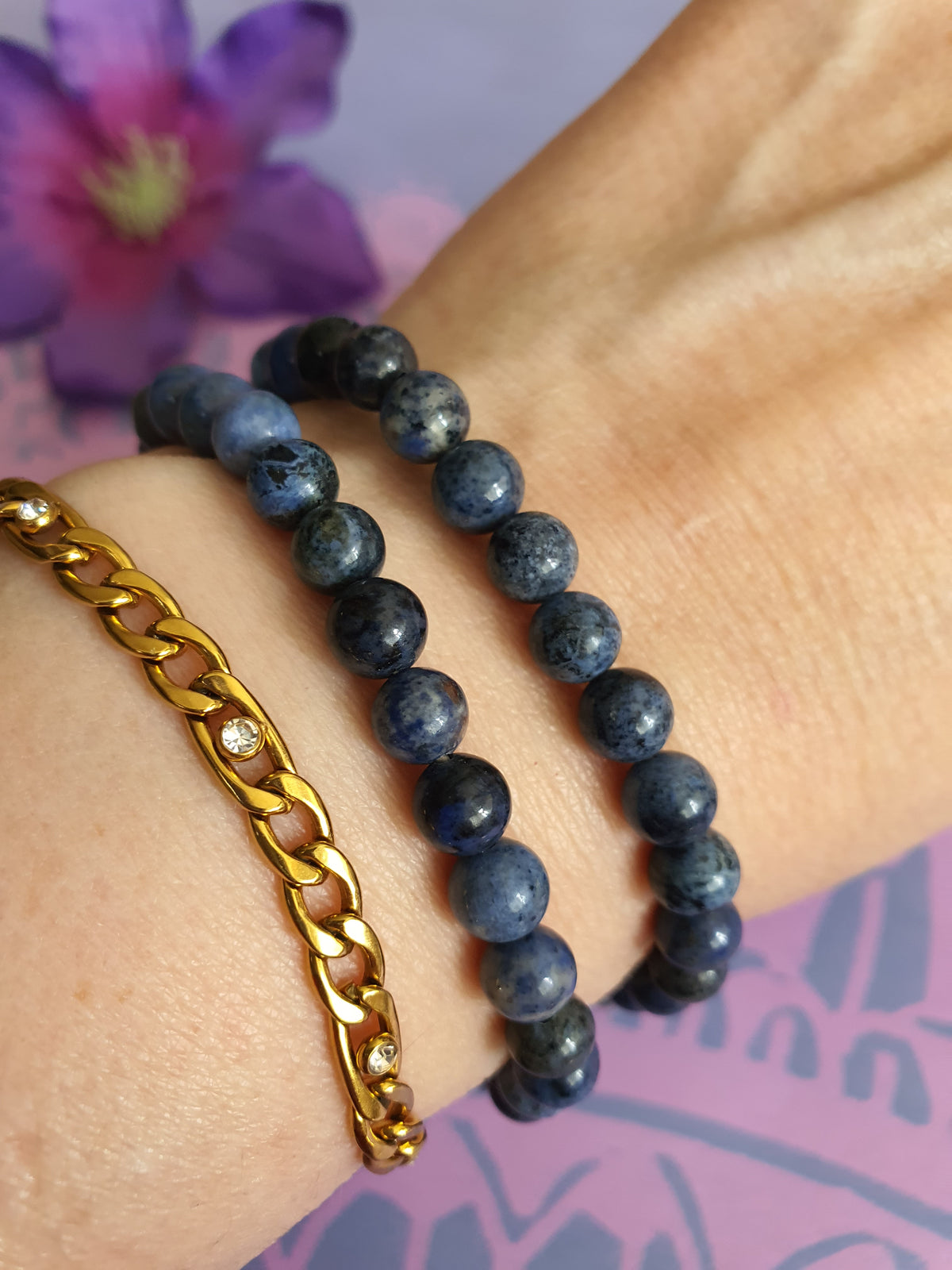 Edelsteen Kogel Armband Dumortieriet 6 mm