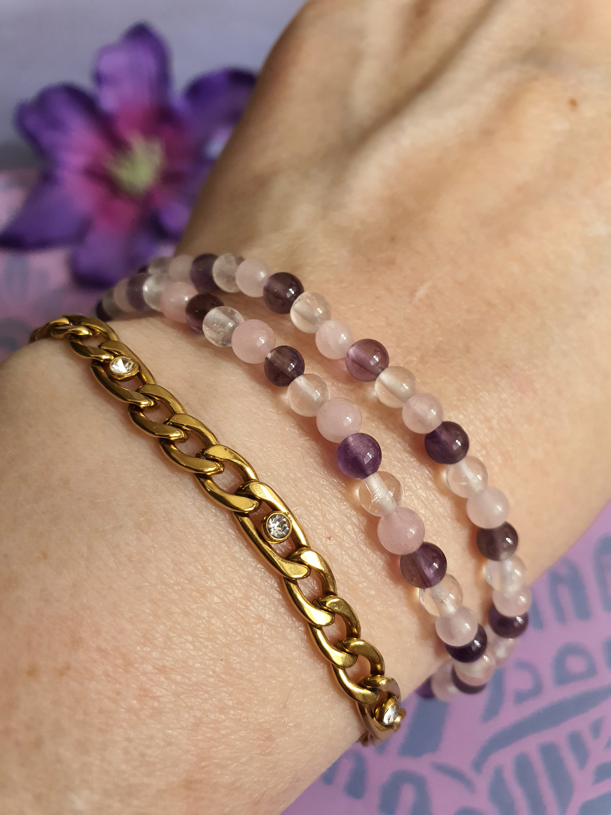 Edelsteen Kogel Armband Gouden Driehoek 4mm