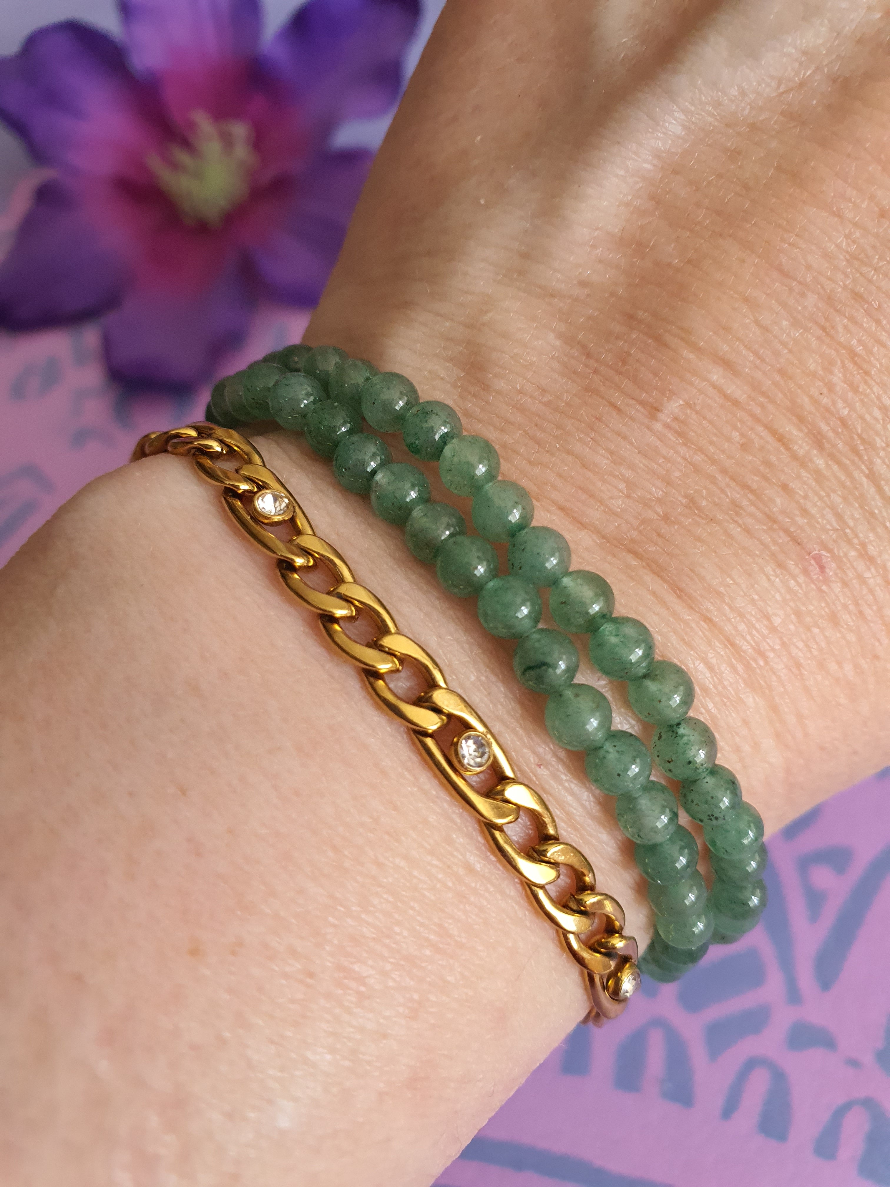 Edelsteen Kogel Armband Groene Aventurijn A 4 mm