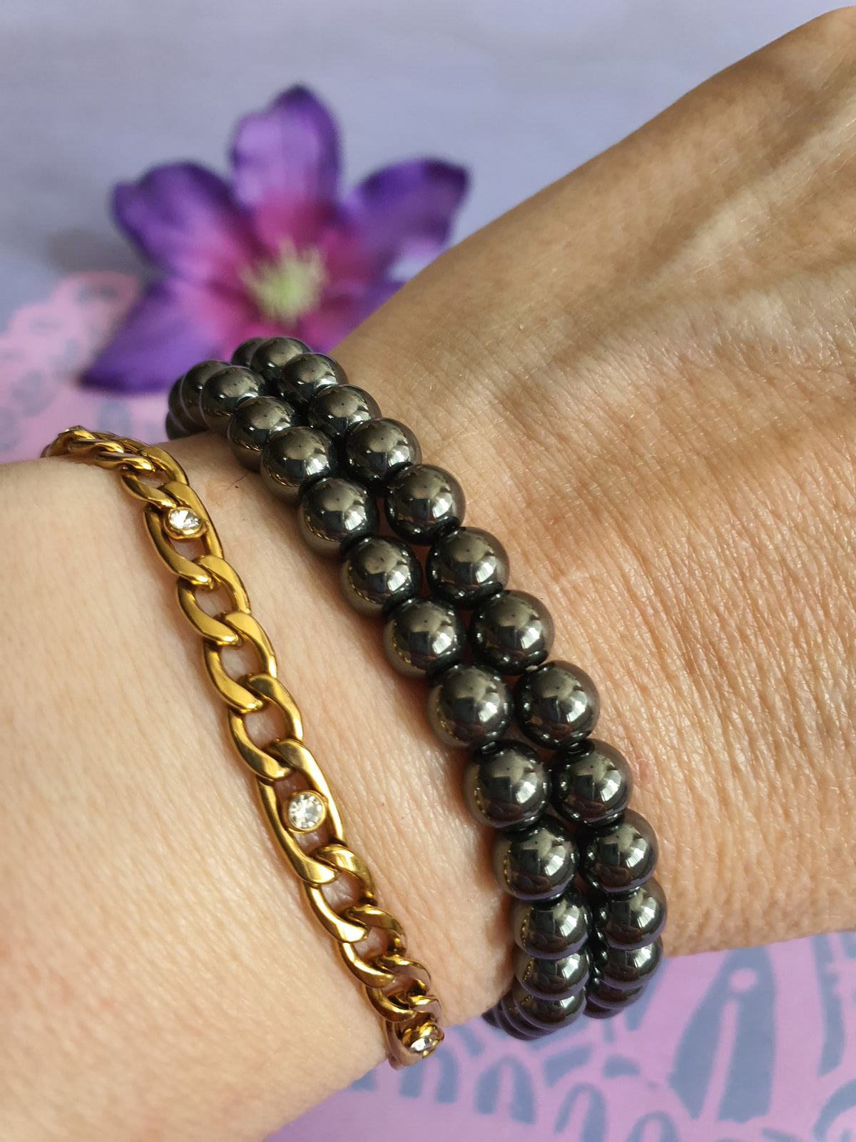 Edelsteen Kogel Armband Hematiet 6 mm
