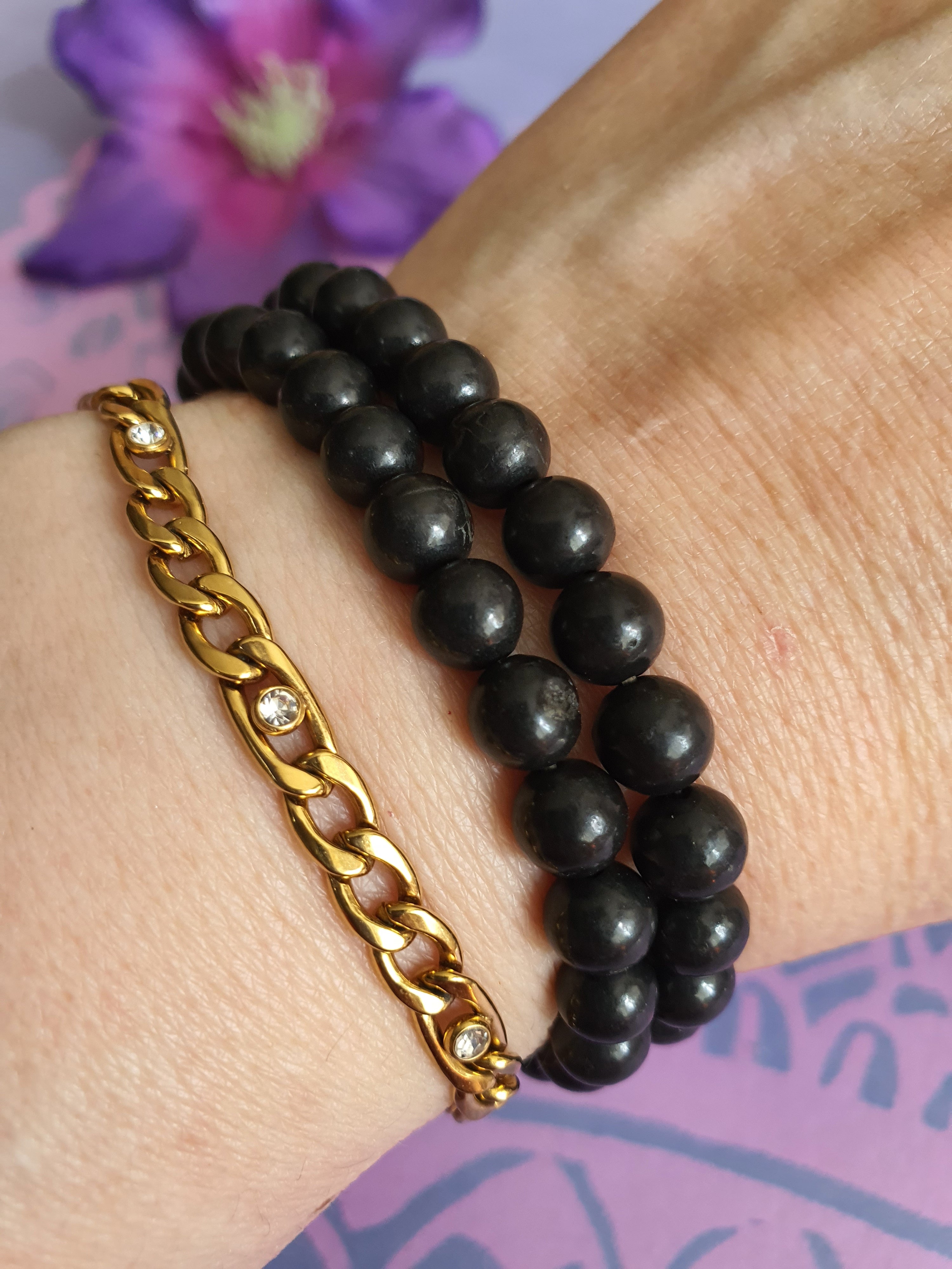 Edelsteen Kogel Armband Shungiet 6mm