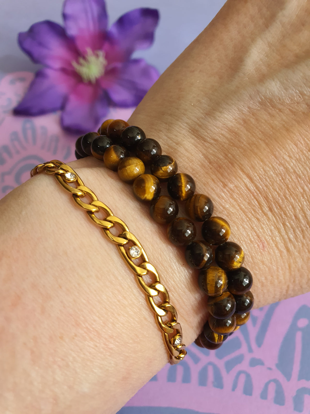 Edelsteen Kogel Armband Tijgeroog 6mm