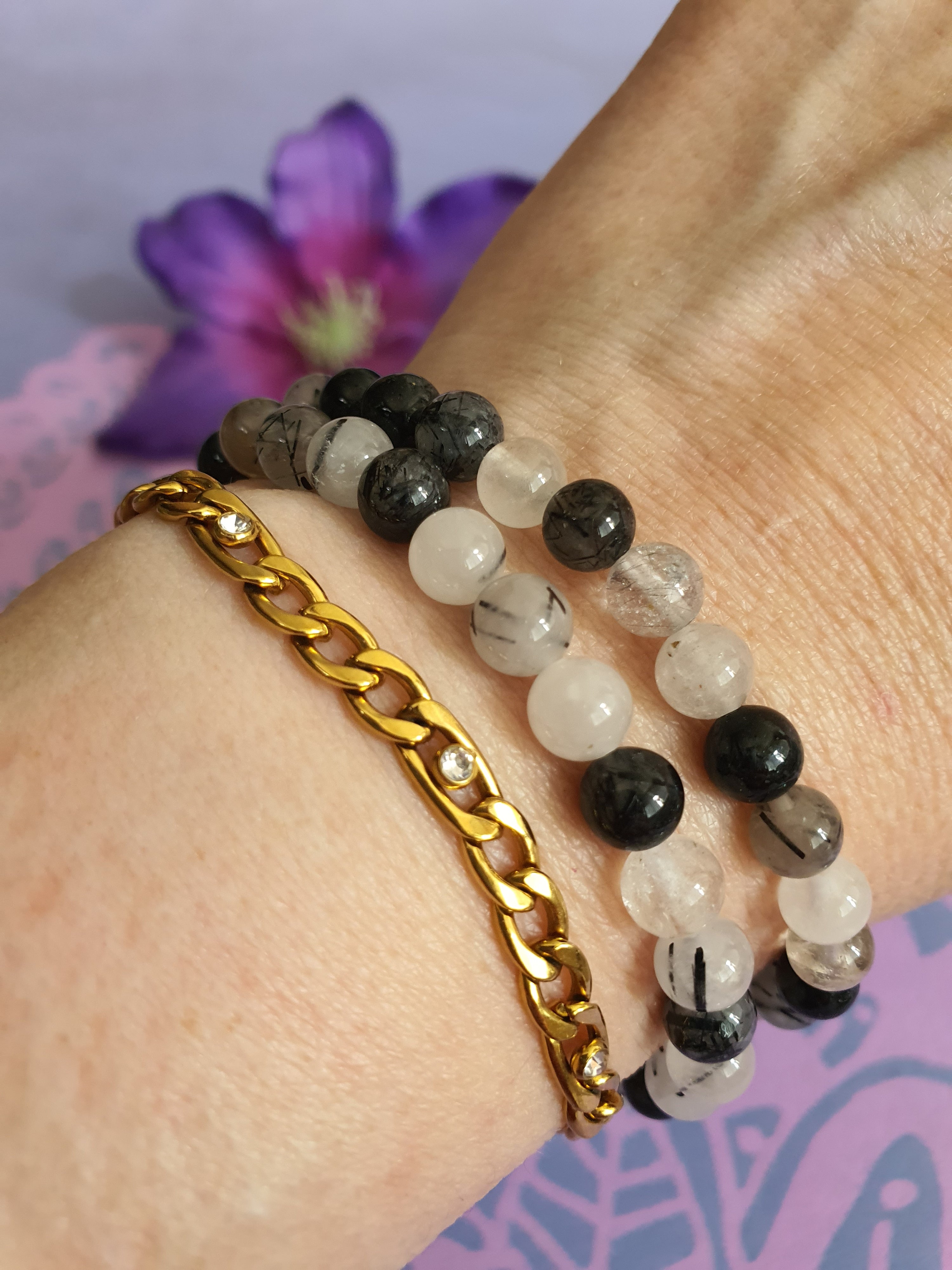 Edelsteen Kogel Armband Toermalijnkwarts 6 mm