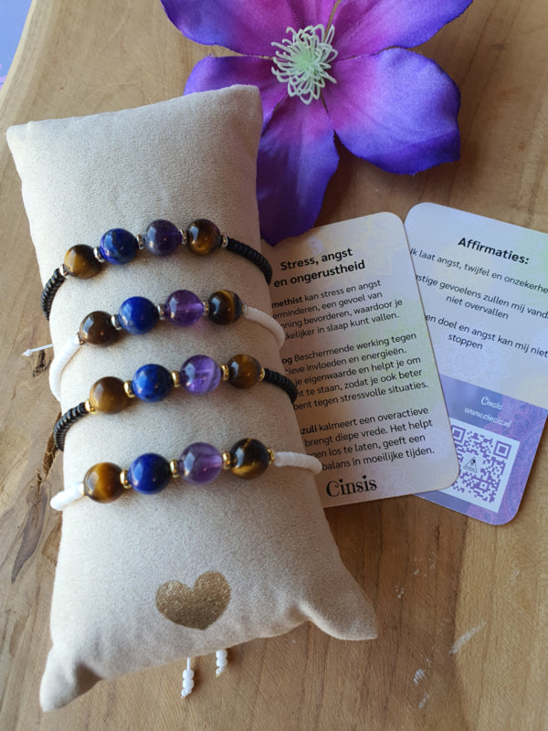 Edelstenen Armband handgemaakt Stress, Angst en ongerustheid