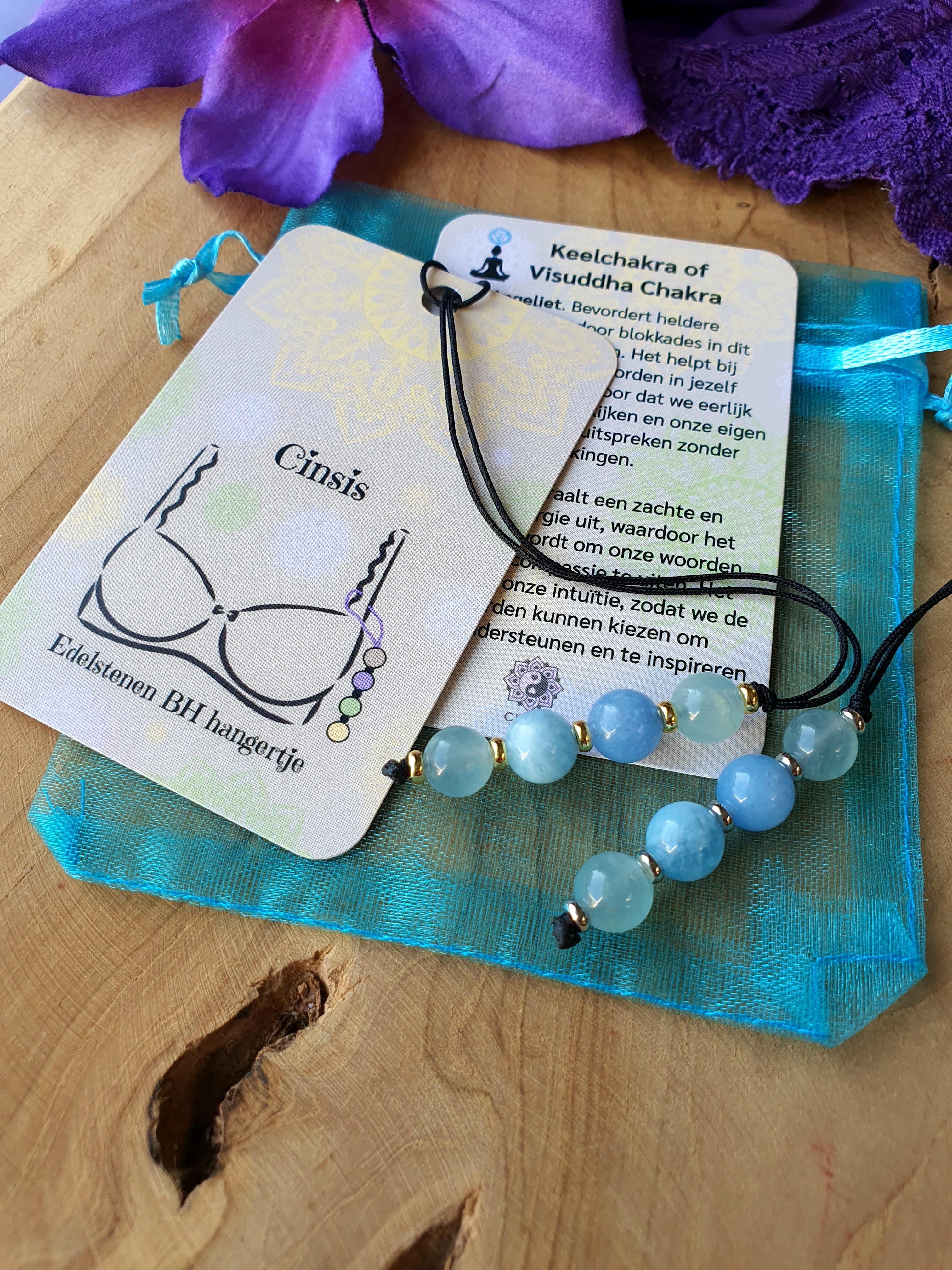 Edelstenen BH Hangertje Keelchakra of Visuddha Chakra