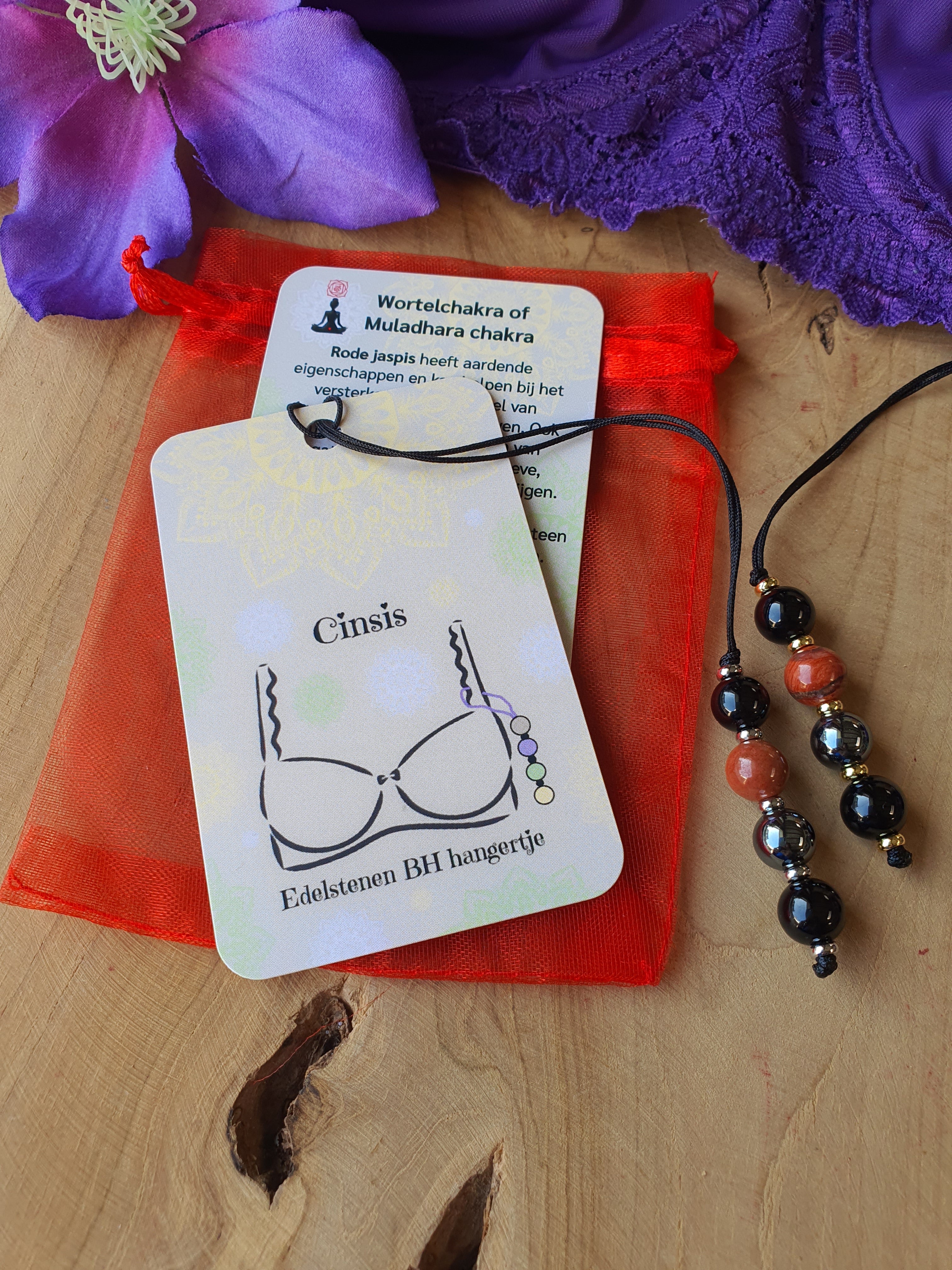 Edelstenen BH Hangertje Wortelchakra (basis) of Muladhara chakra