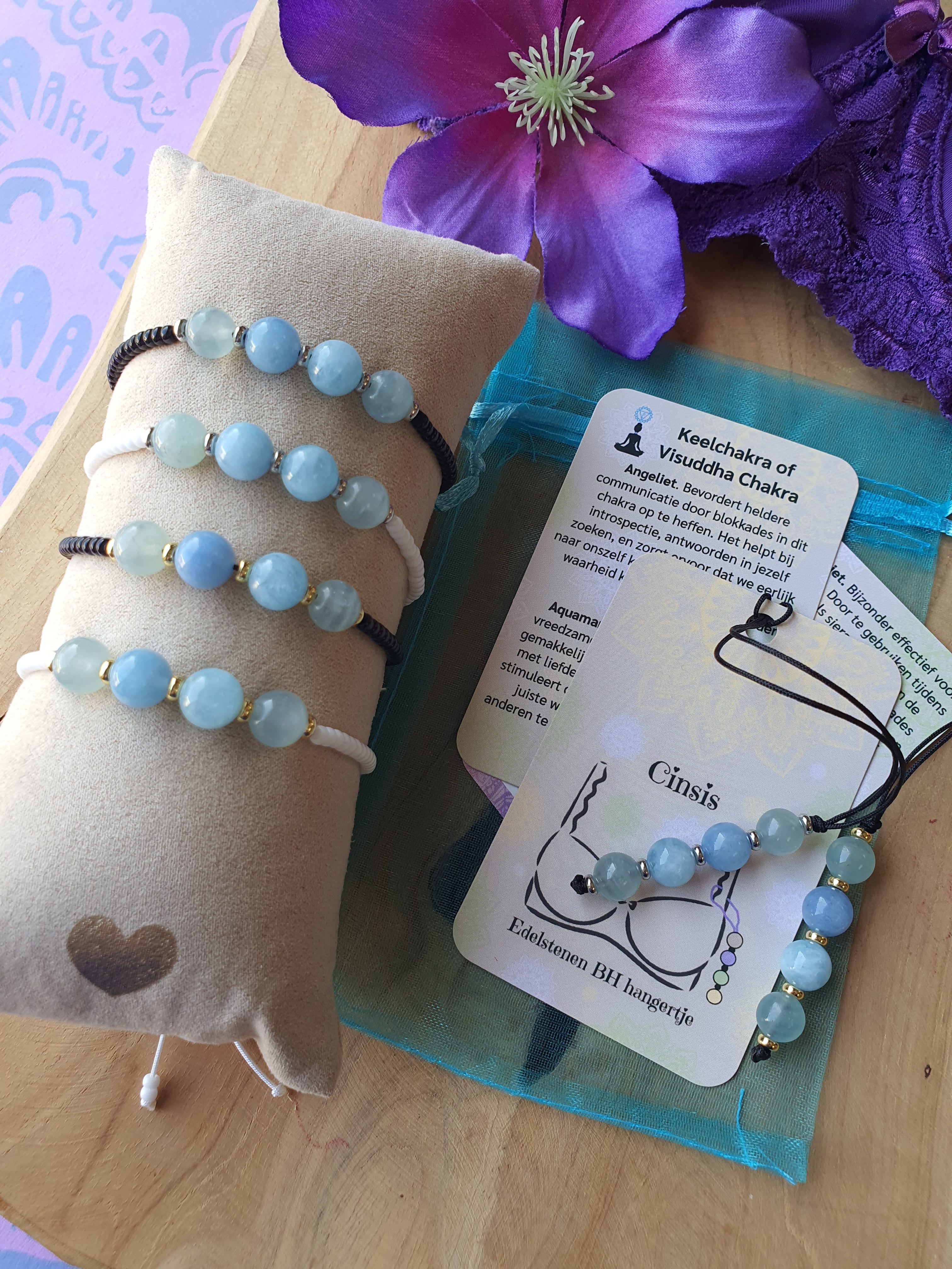 Edelstenen BH Hangertje Keelchakra of Visuddha Chakra