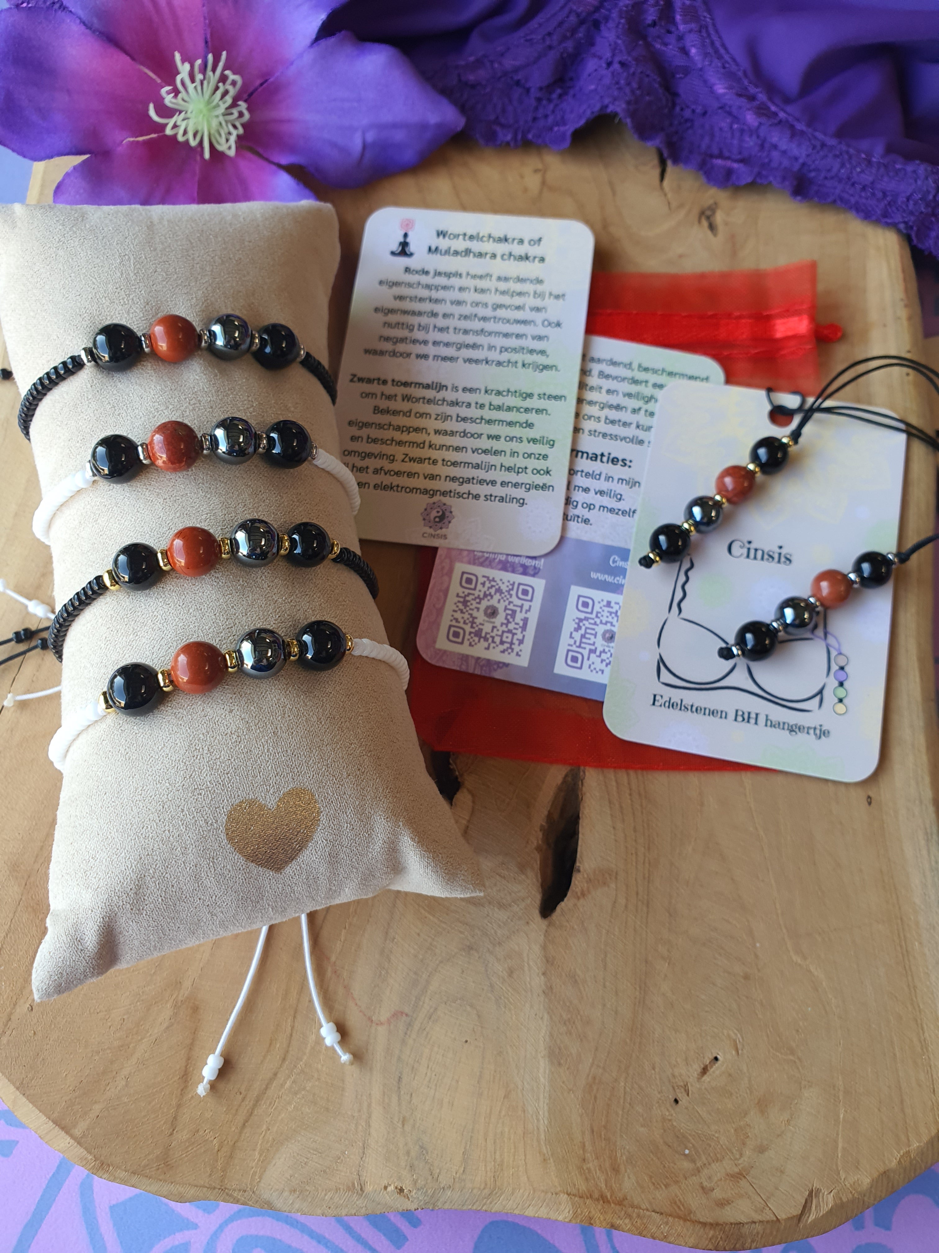 Edelstenen BH Hangertje Wortelchakra (basis) of Muladhara chakra