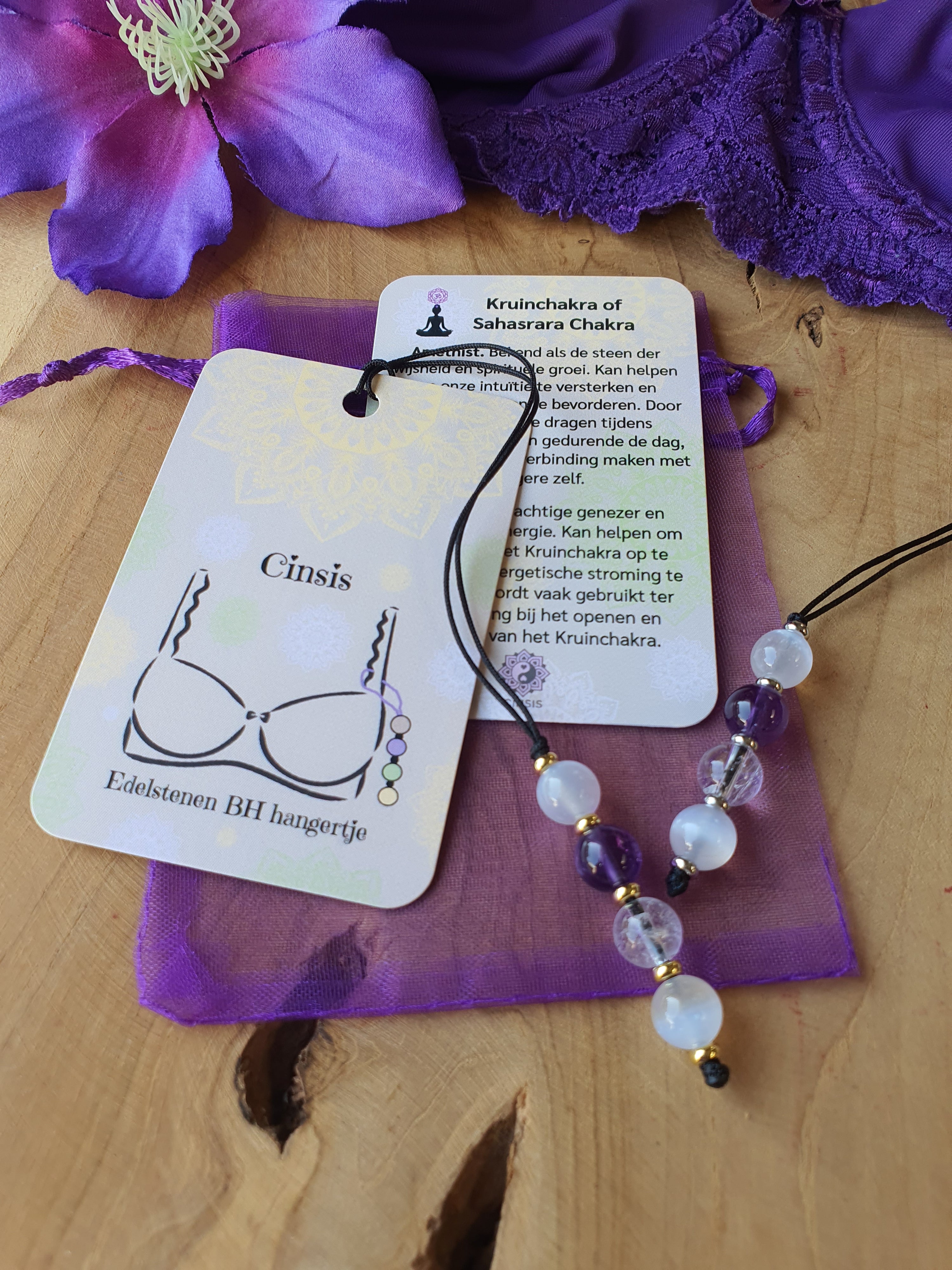 Edelstenen BH hangertje Kruinchakra of Sahasrara Chakra
