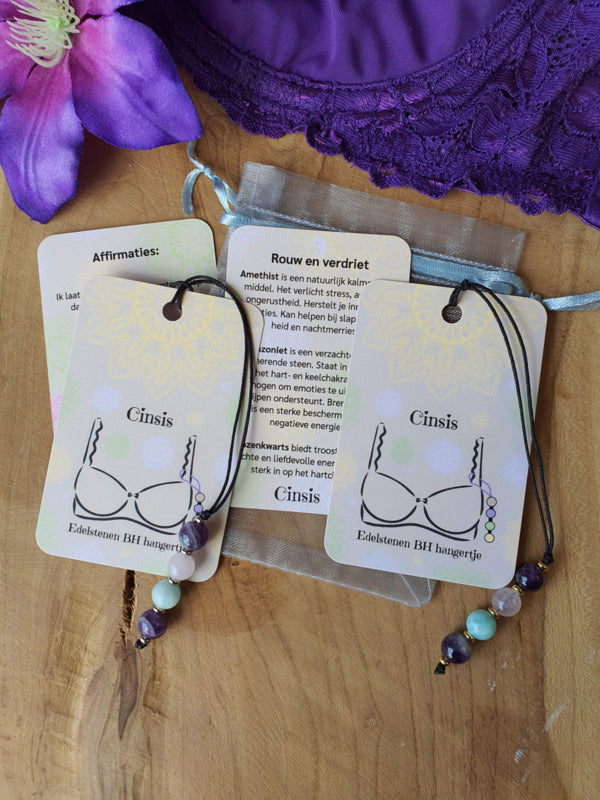 Edelstenen BH hangertje Rouw en verdriet