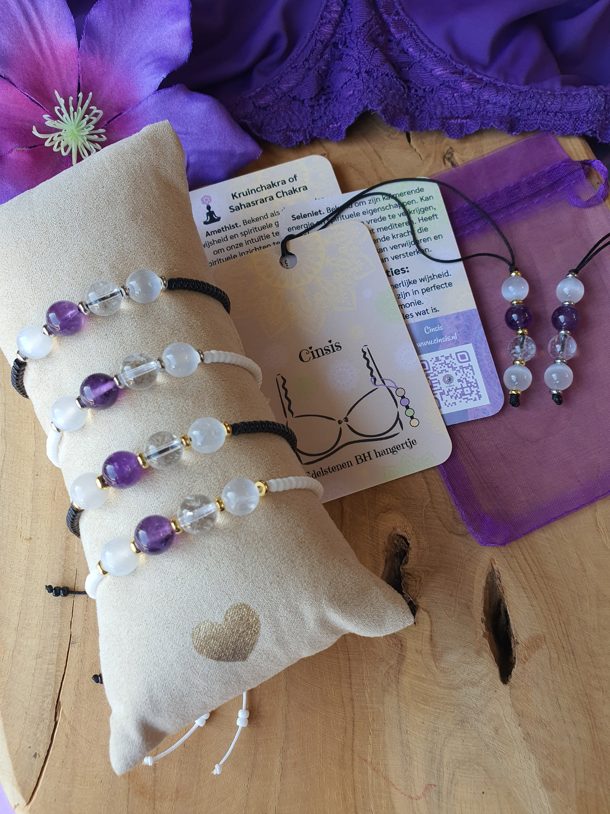 Edelstenen BH hangertje Kruinchakra of Sahasrara Chakra