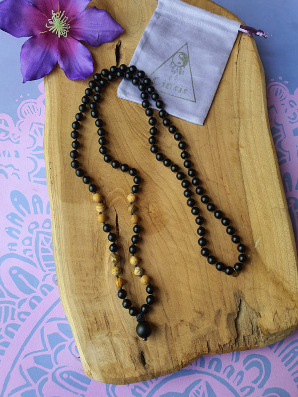 Edelstenen Mala Onyx met Landschap Jaspis (matte kralen)