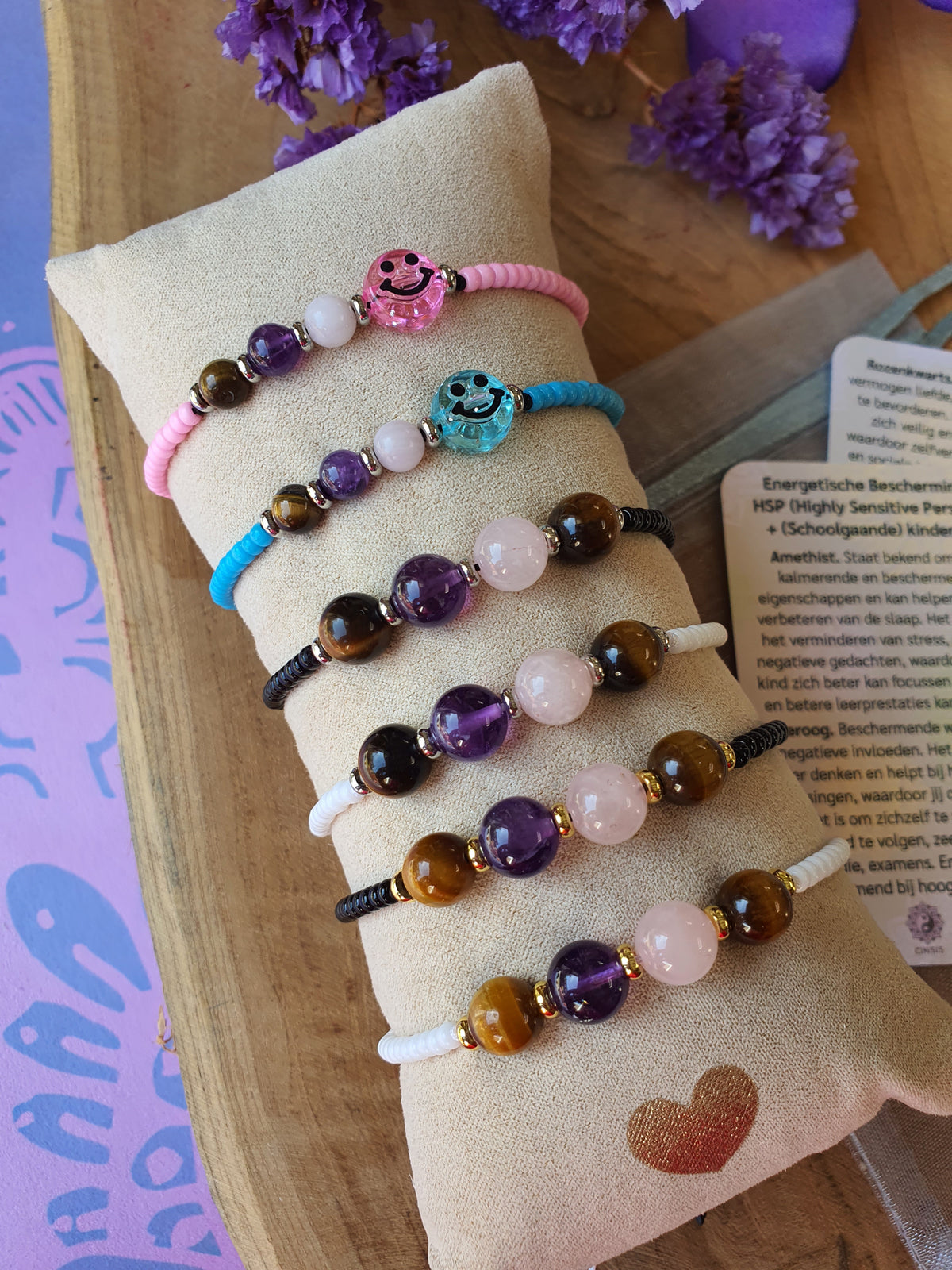 Edelstenen armband handgemaakt Energetische Bescherming HSP (Highly Sensitive Person) en (Schoolgaande) kinderen