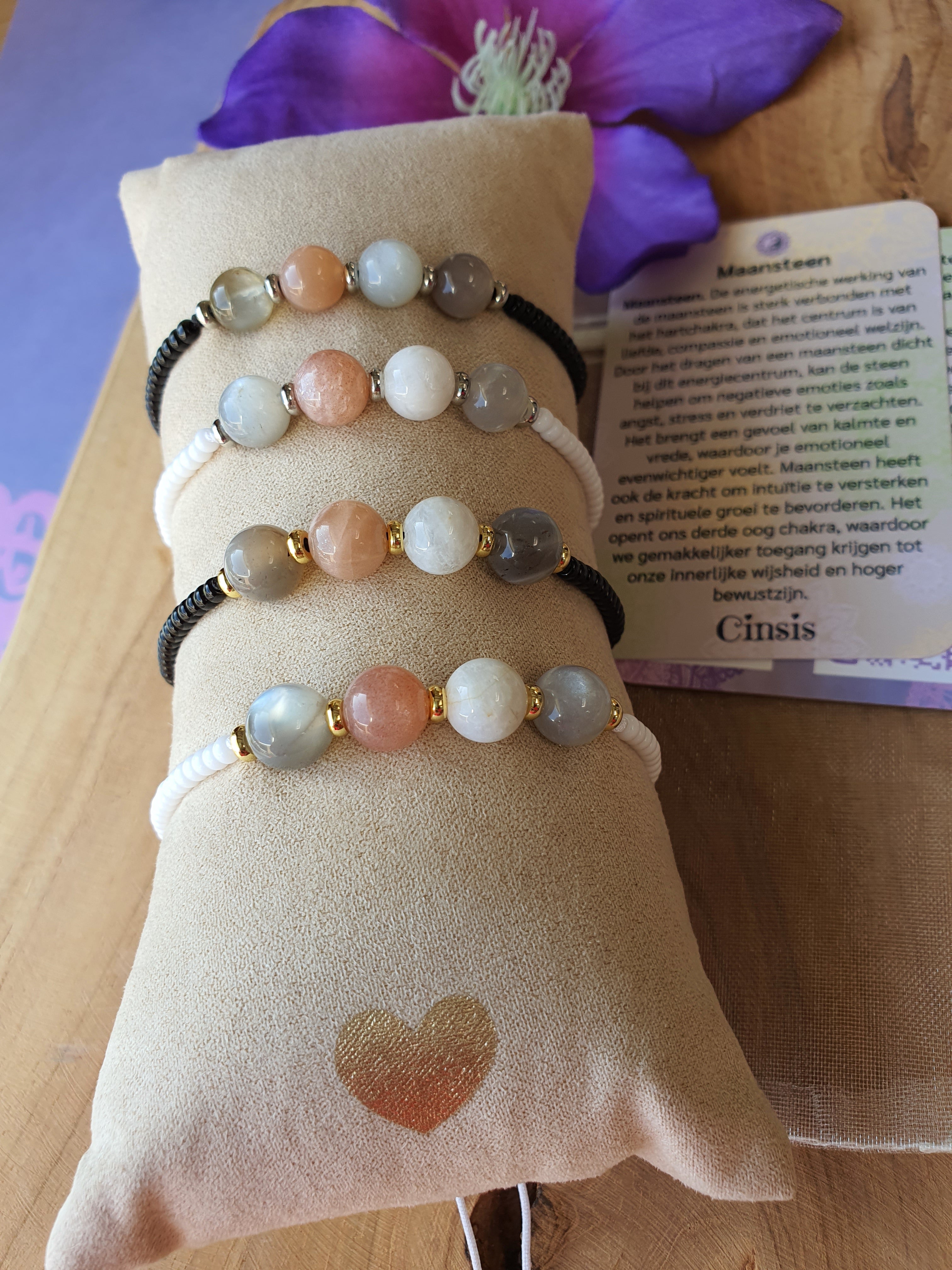 Edelstenen armbandje maansteen 3 kleuren