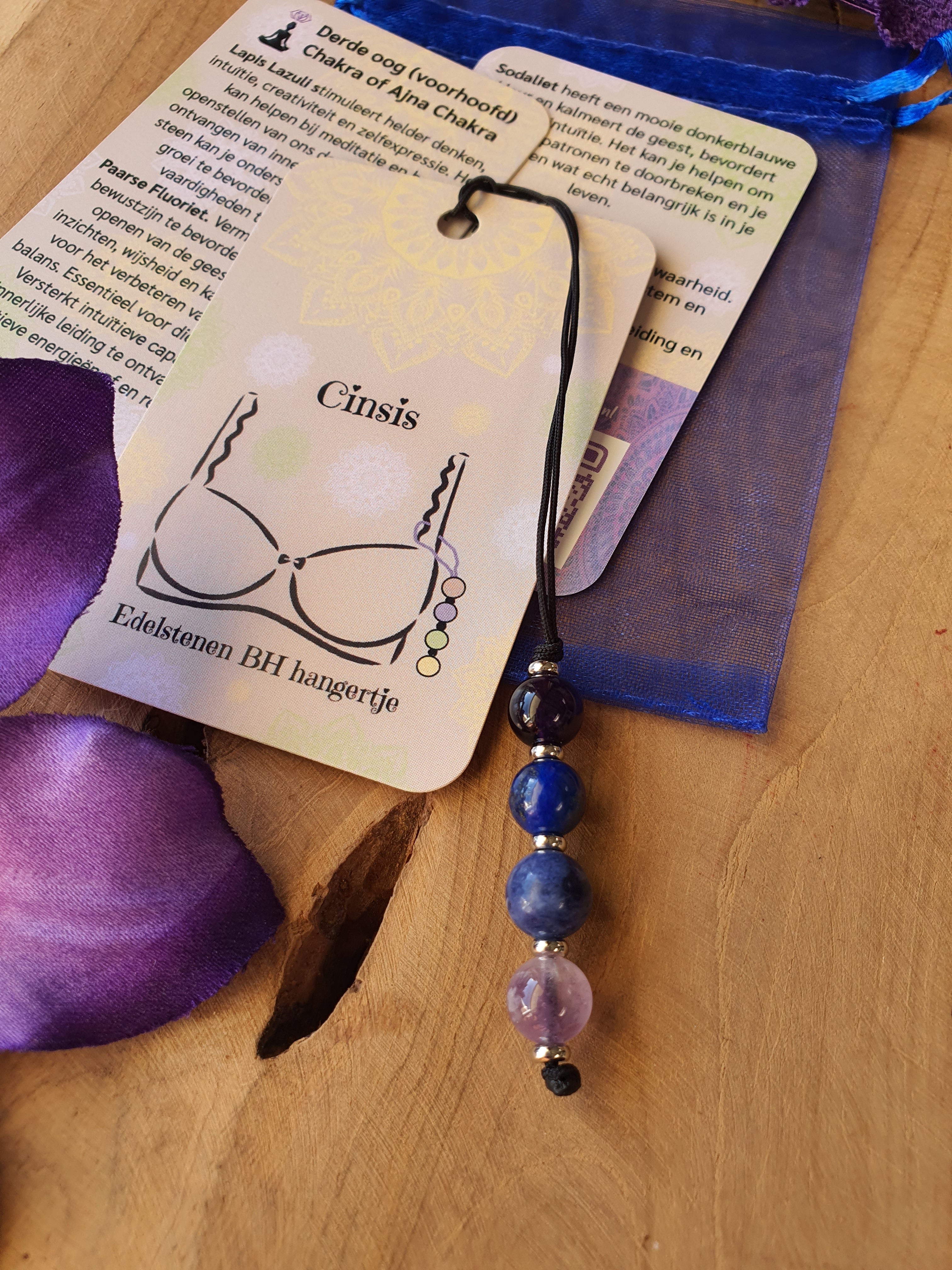 Edelstenen BH Hangertje Derde Oog chakra of Ajna Chakra