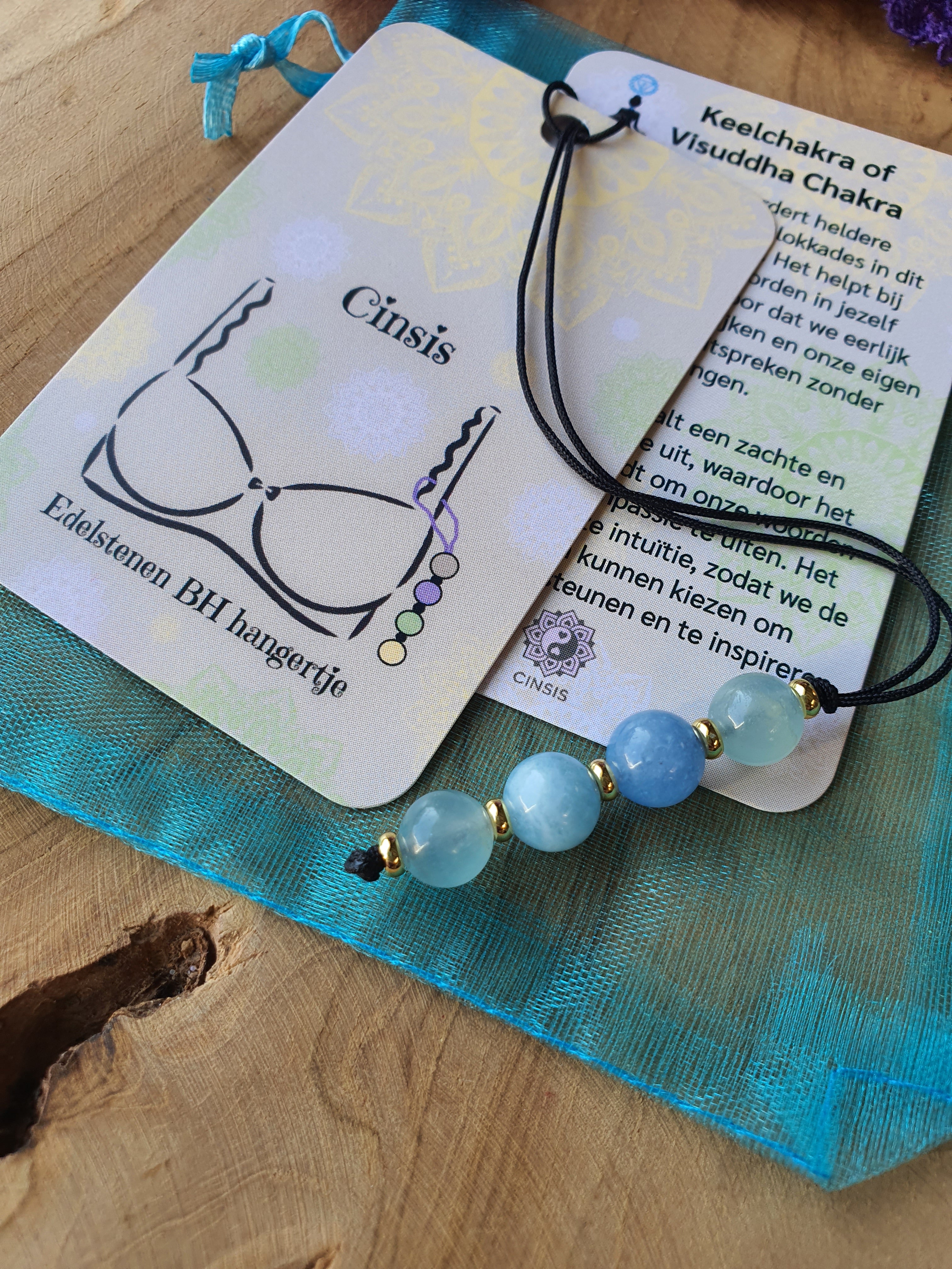 Edelstenen BH Hangertje Keelchakra of Visuddha Chakra