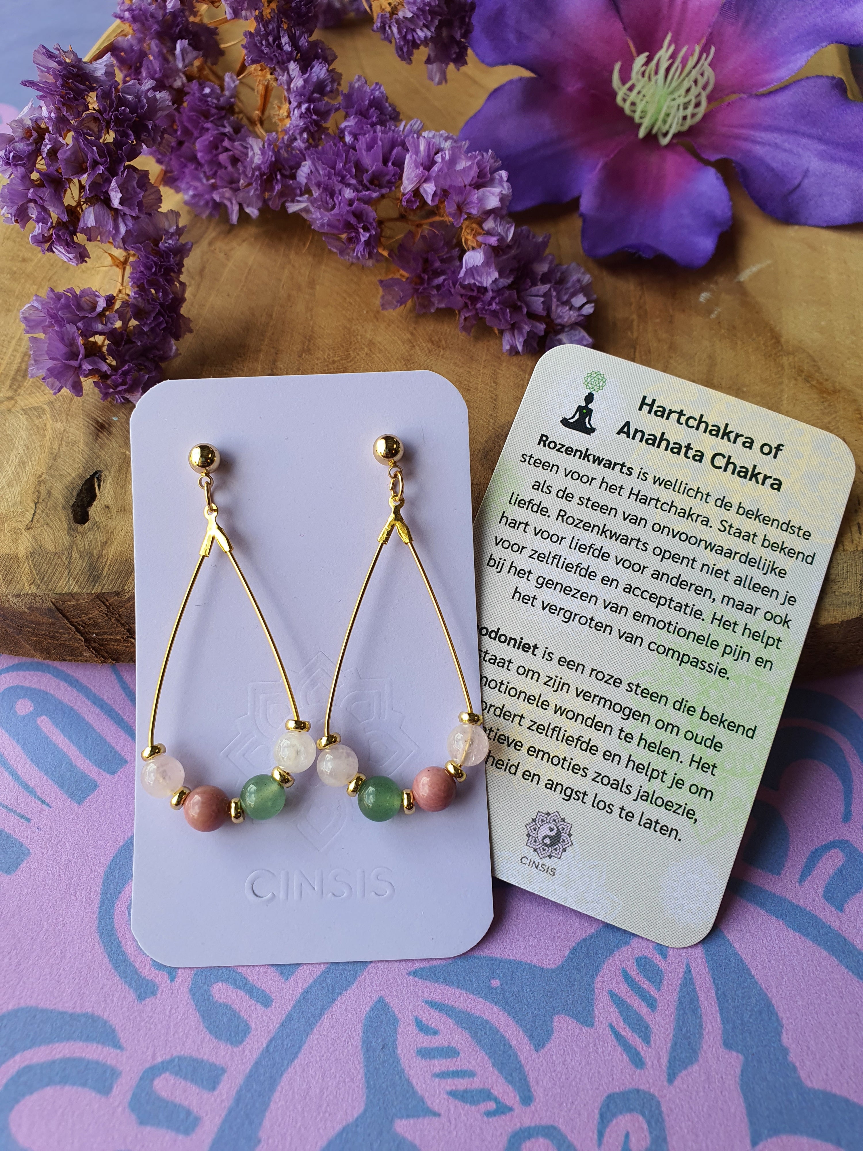 Edelstenen chakra oorbellen Hartchakra of Anahata Chakra