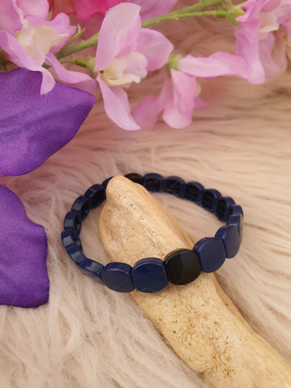 Emaille armband Donker Blauw / Zwart 18-18,5cm (nr 40)