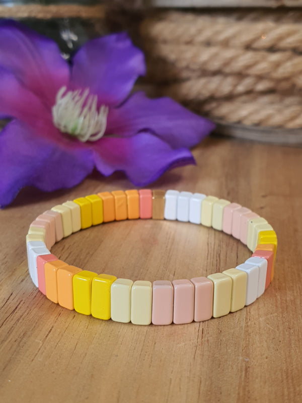 Emaille armband Donker Geel/Oranje/Wit (nr 16)
